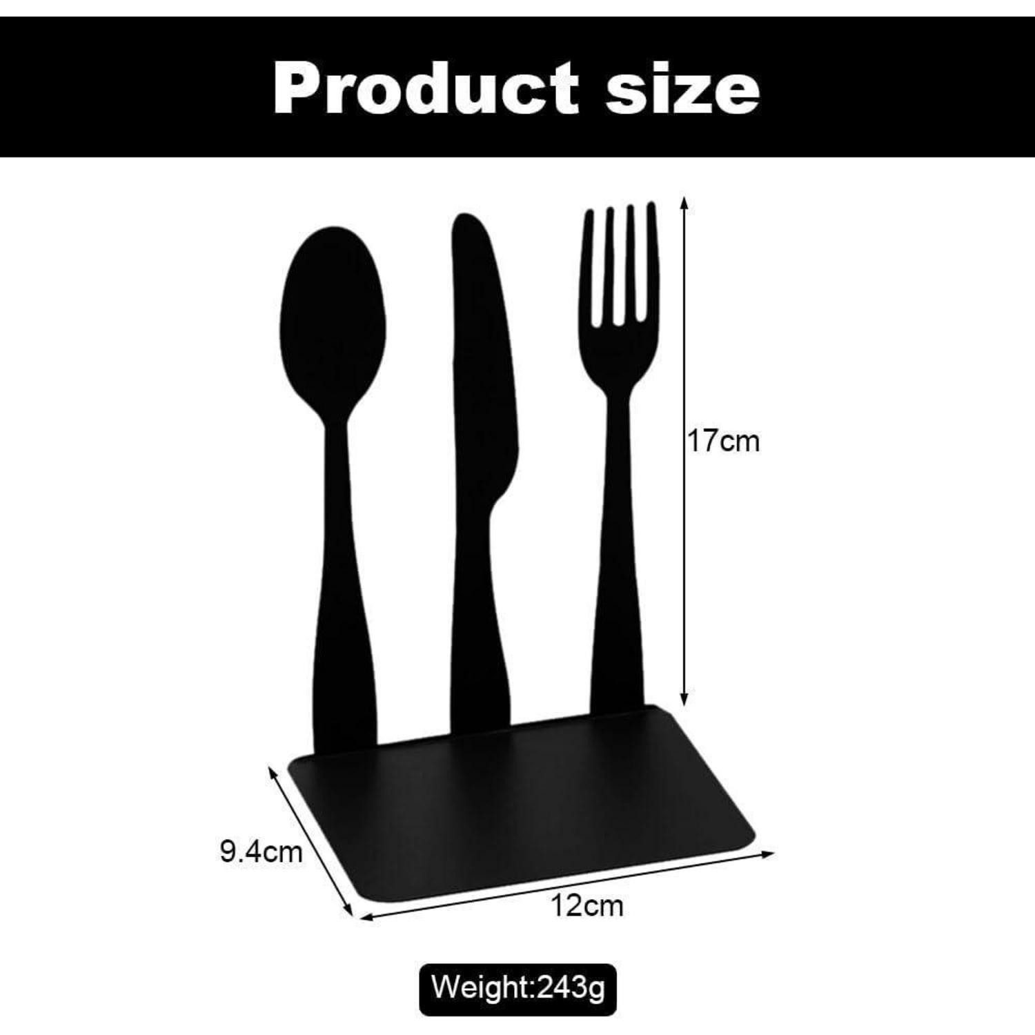 LuxusKollektion Buchstütze Buchstütze 2er Set Metall Schwarz Besteck Design Bücherhalter Regal