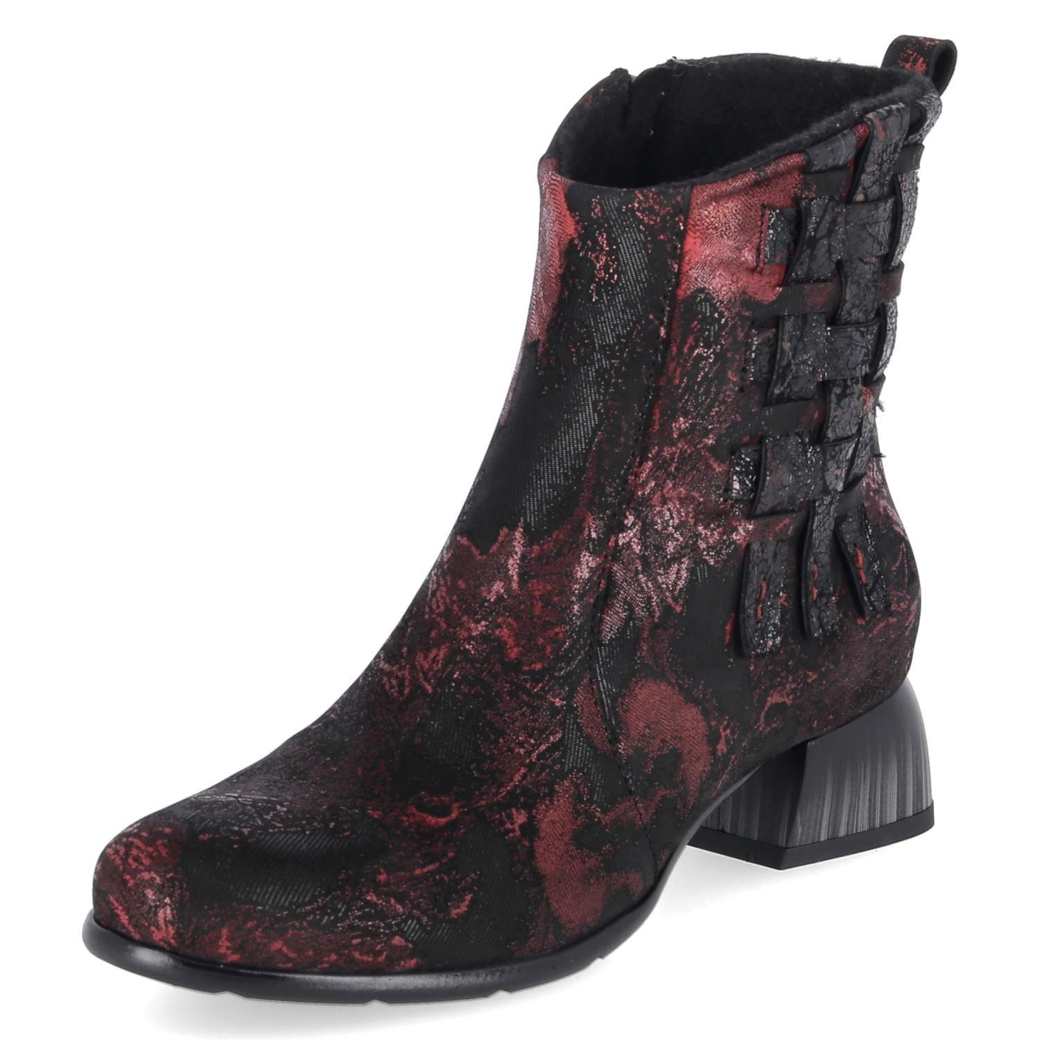 Simen Simen 8490A Weinrot Schwarz Damen Rauleder red Schlupfstiefel