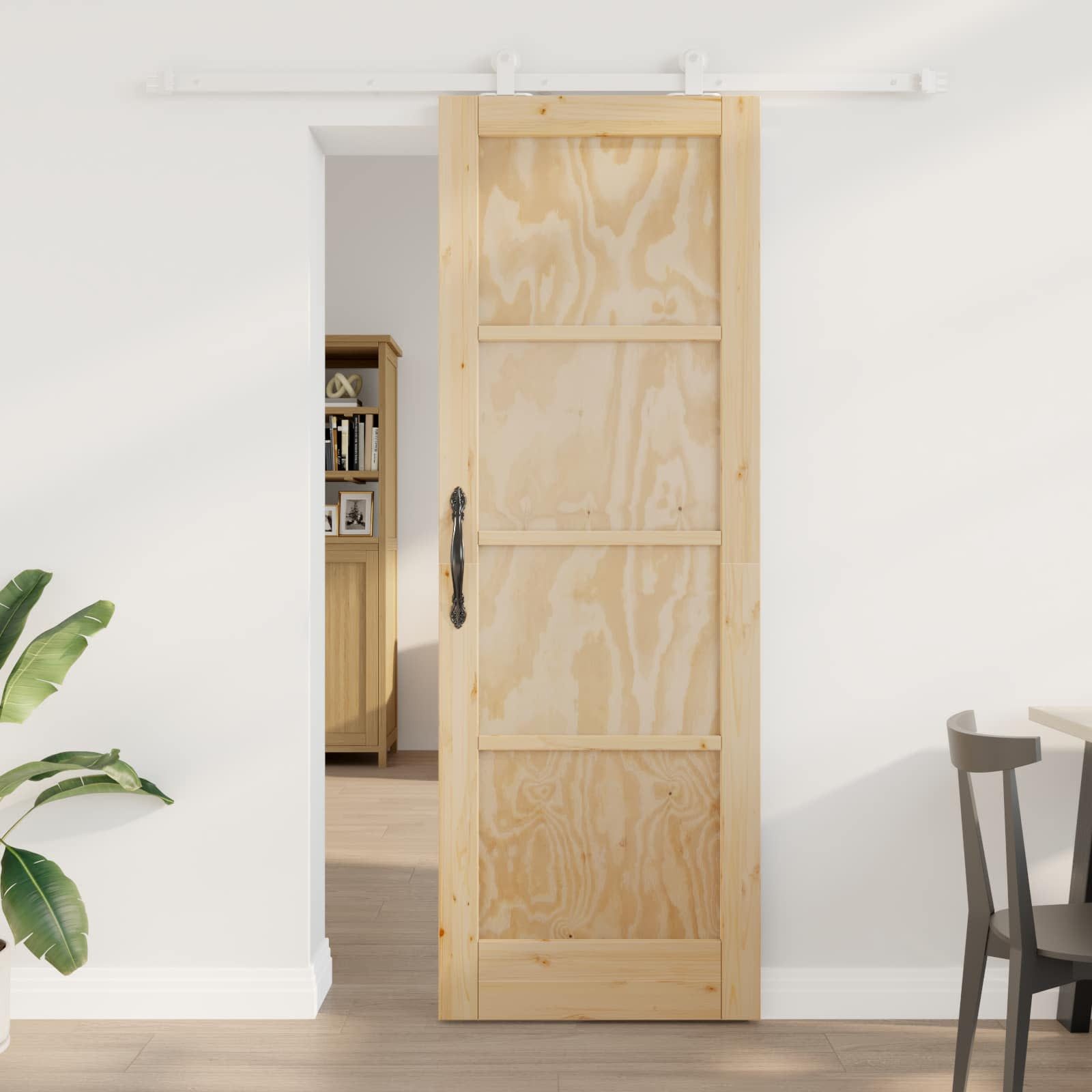 vidaXL Haustür Schiebetür Natürlich und Weiß 73,5 x 211 cm (1-St)
