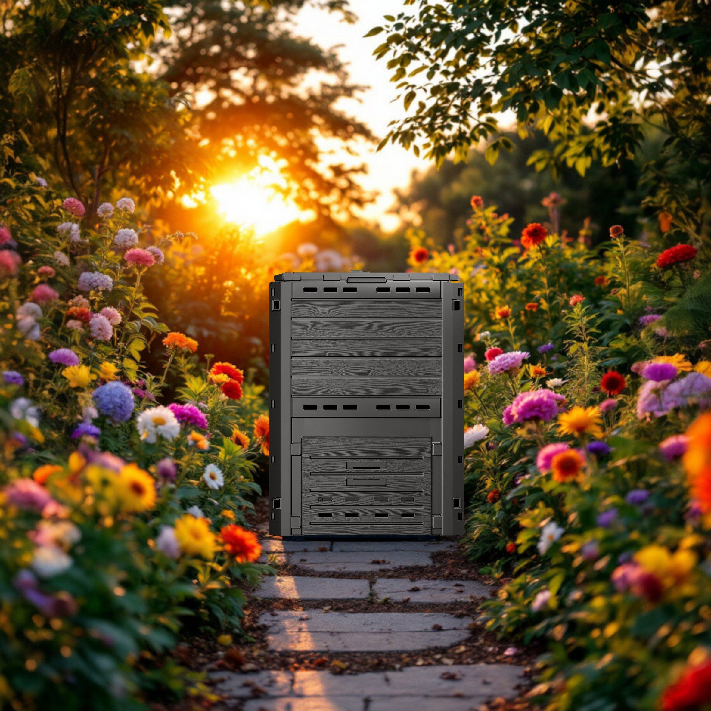 Spetebo Komposter Kunststoff Kompostierer anthrazit - 280 L, BxTxH: 61x61x81 cm, 280.00 l, Garten Abfall Bio Müll Komposter