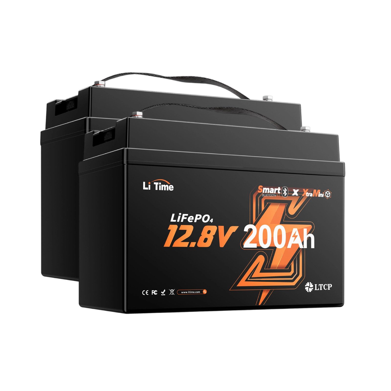 LiTime 12V 200Ah Mini LiFePO4 Batterie mit Bluetooth, 333X176X240 mm Solarakkus 200000 mAh (12 V), Versorgungsbatterie für Wohnmobil Camping Inselanlage Solarmodule