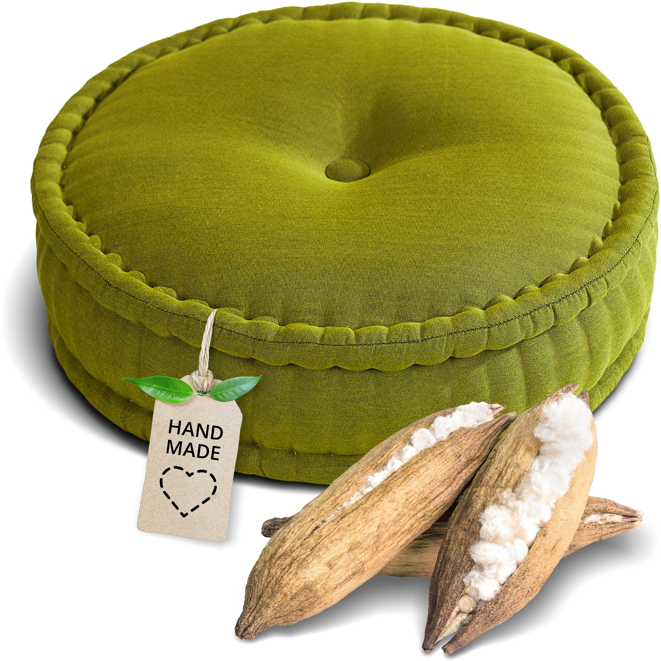 livasia Meditationskissen Zafukissen groß (Basic) vegan und handgefertigt, 46x14cm, Kapok