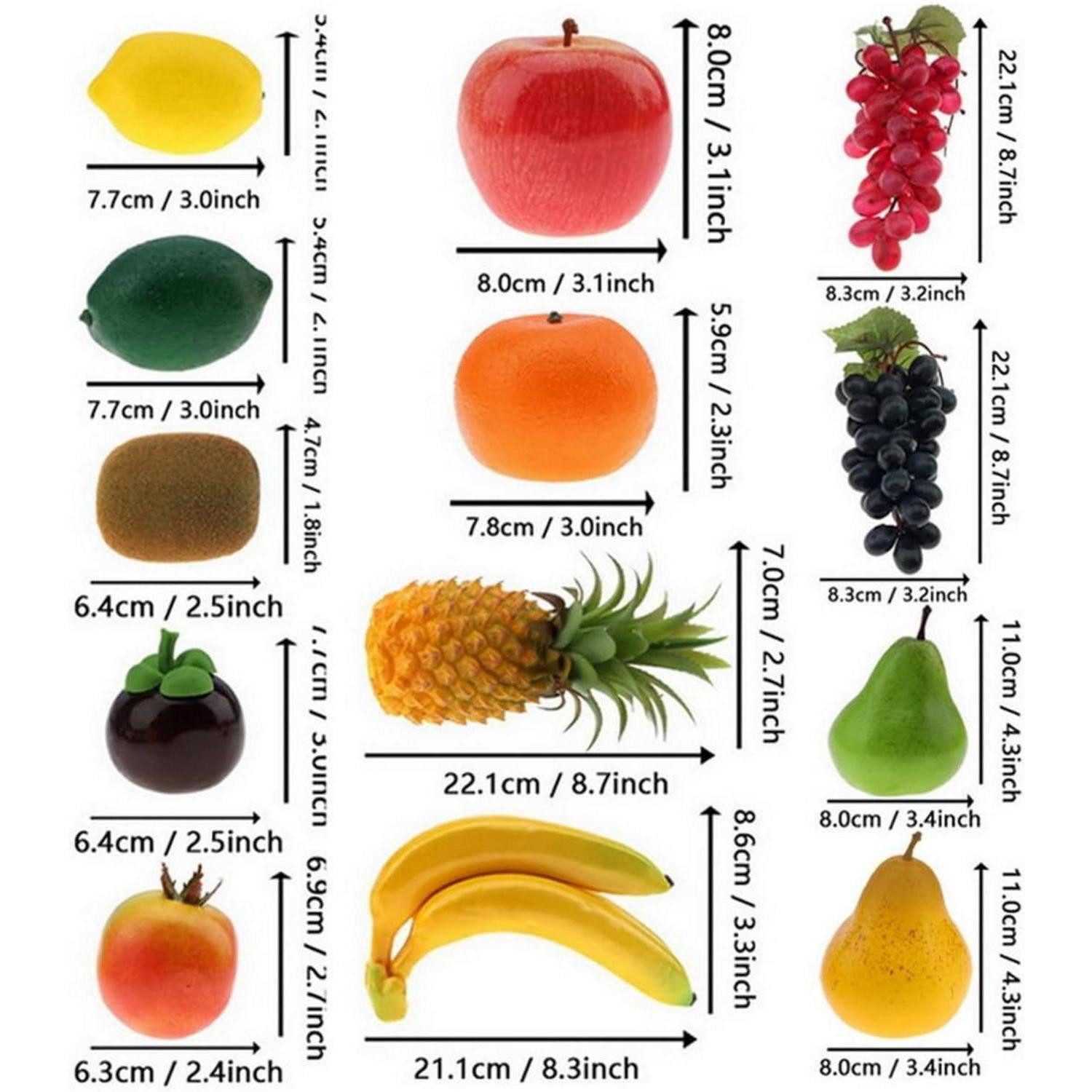 Kunstpflanze Künstliche Früchte 13 Apfel Banane Traube Zitrone Orange D, LuxusKollektion, Höhe 15.5 cm – Bild 2 von 5