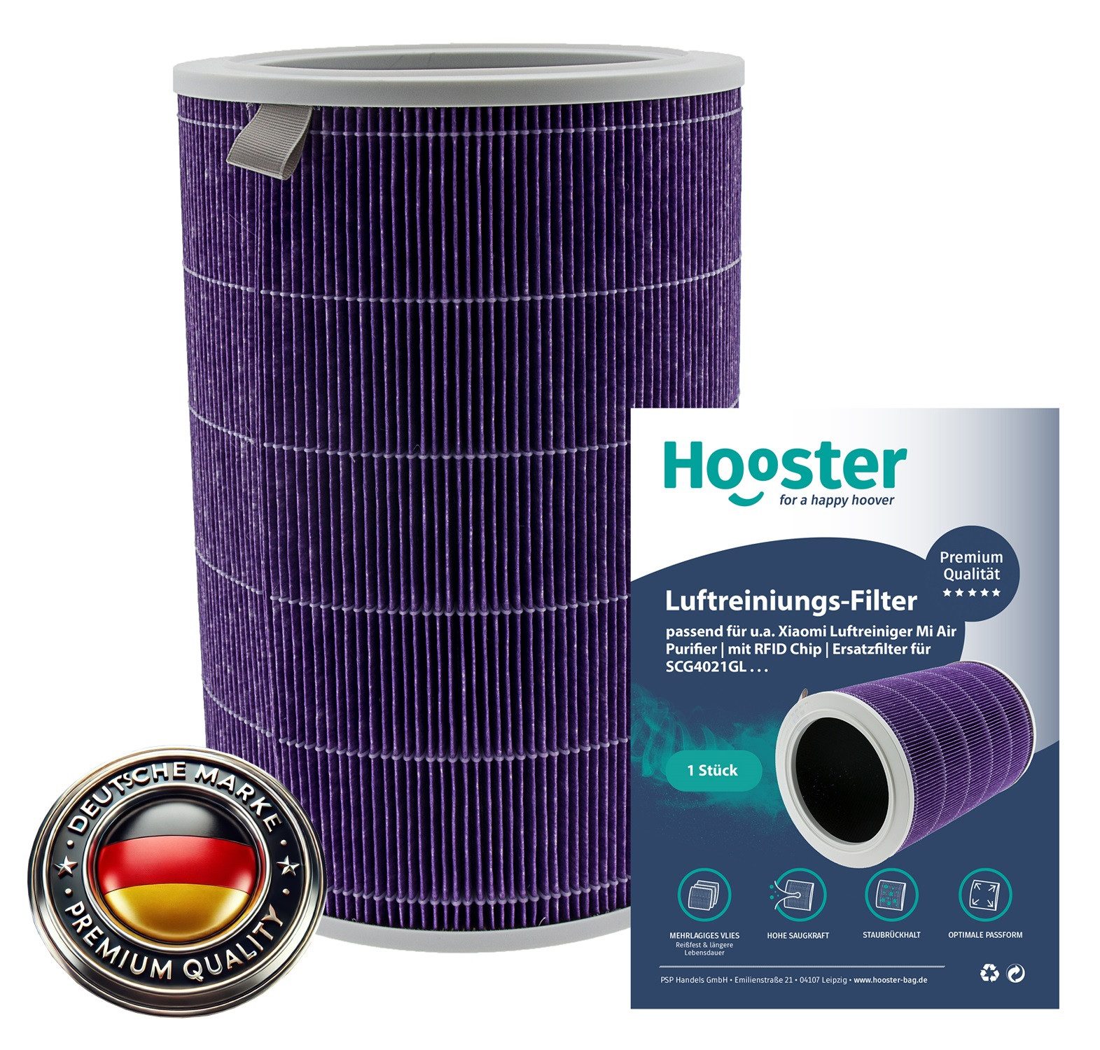 Hooster Luftfilter für Xiaomi Luftreiniger Mi Air Purifier 3C, 3H, PRO, mit RFID Chip, Ersatzfilter für SCG4021GL