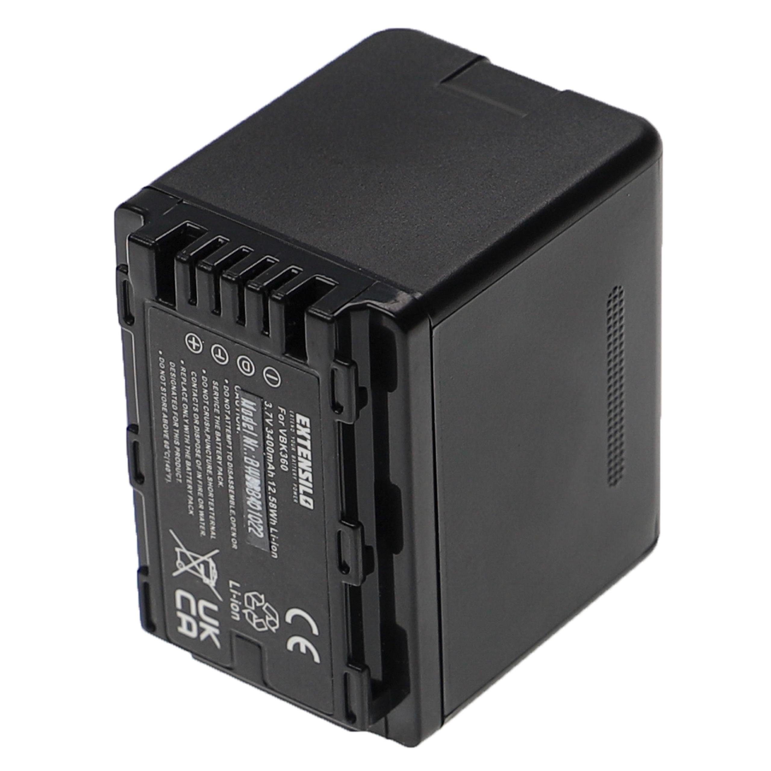 Extensilo passend für Panasonic SDR-H85K, Kamera-Akku SDR-T50, 3400 SDR-H85A, SDR-S50, mAh SDR-H85S