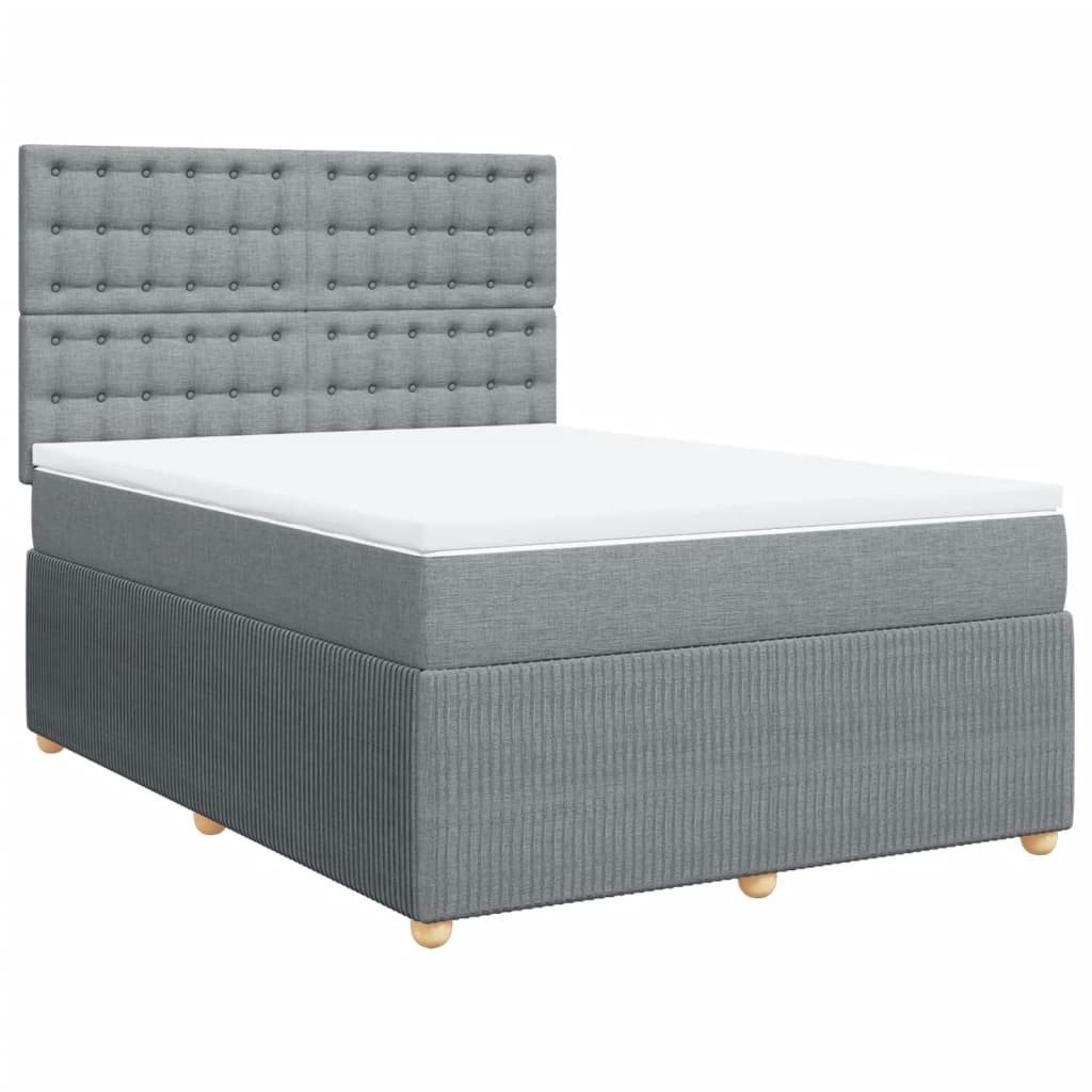vidaXL Bett Boxspringbett mit Matratze Hellgrau günstig online kaufen