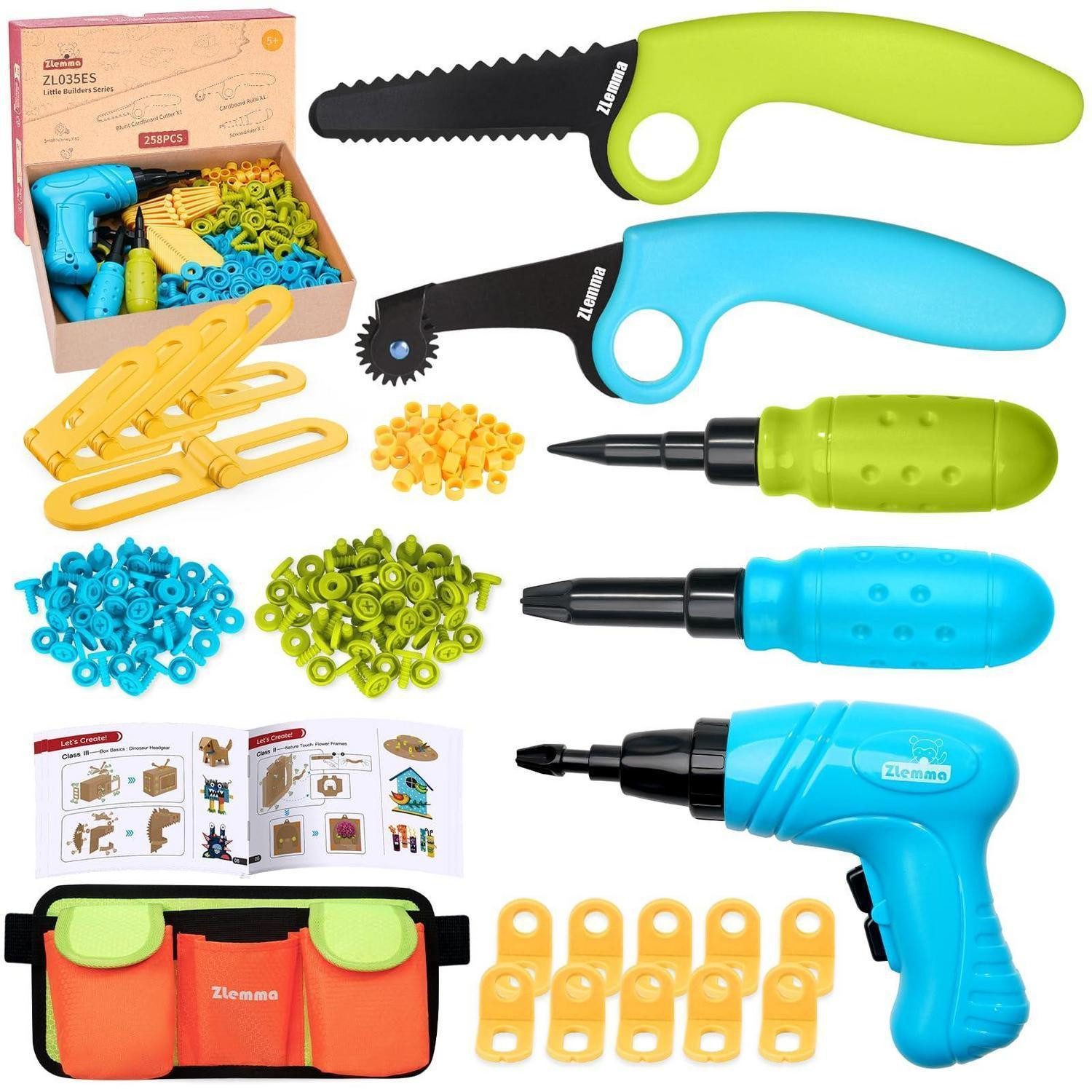 LuxusKollektion Kinder-Werkzeug-Set Kinder Baukasten Werkzeugset Grün 258 Teile