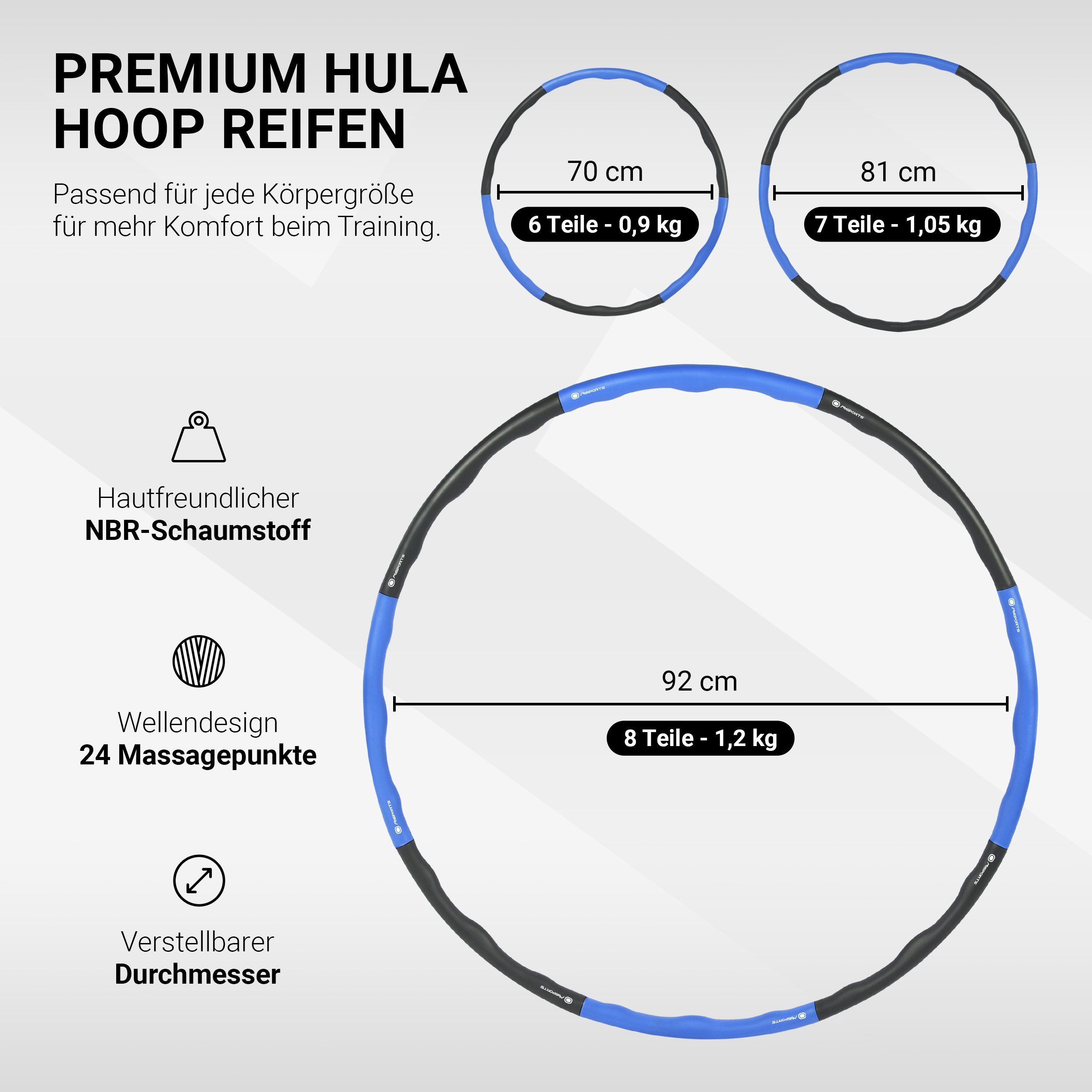 MSports® Hula-Hoop-Reifen Hula Hoop Reifen Fitness mit Massagefunktion
