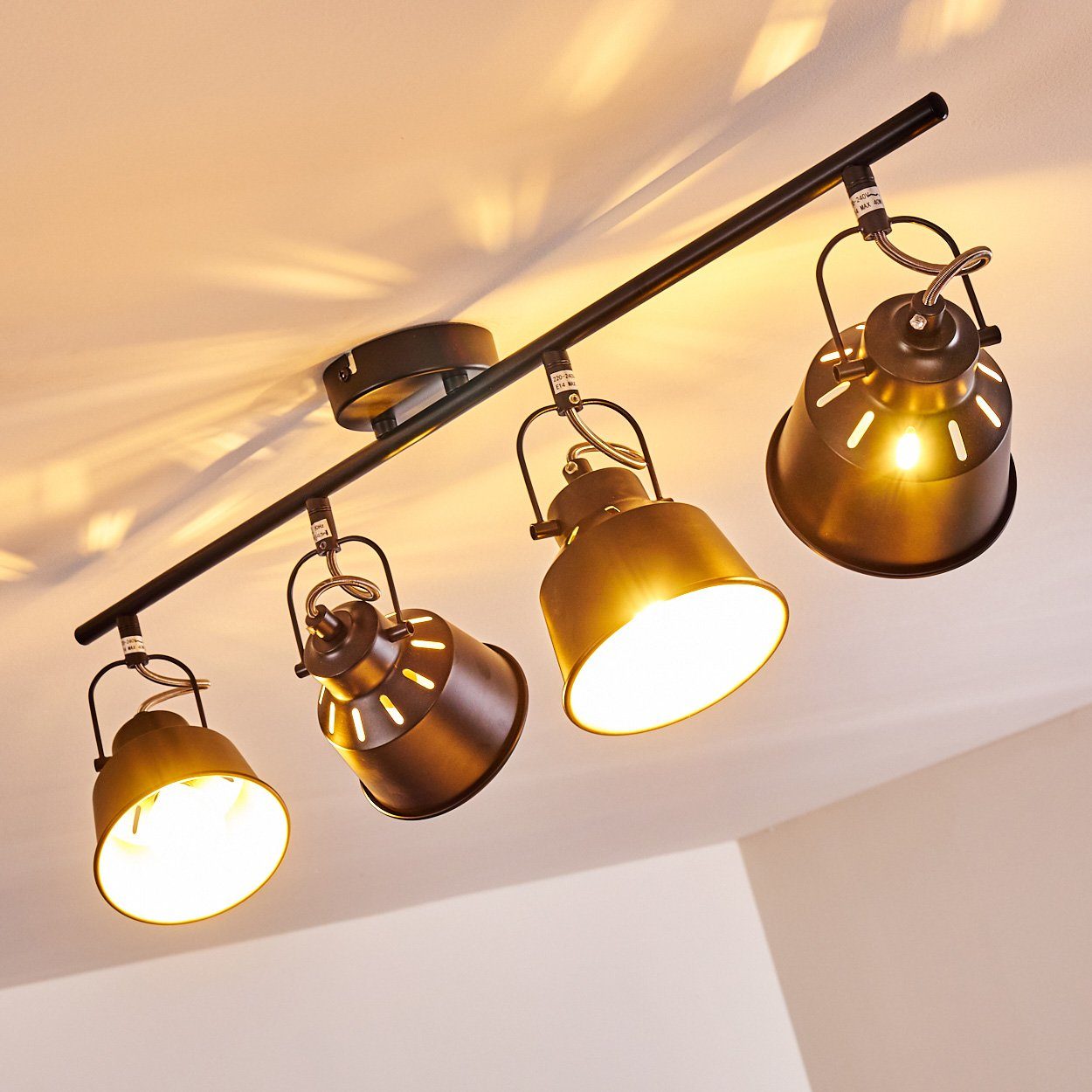 hofstein Deckenleuchte »Rimini« Deckenlampe aus Metall in Schwarz/Gold, ohne Leuchtmittel, mit verstellbaren Strahlern, 4xE14, Spot im Retro/Vintage Design – Bild 4 von 5