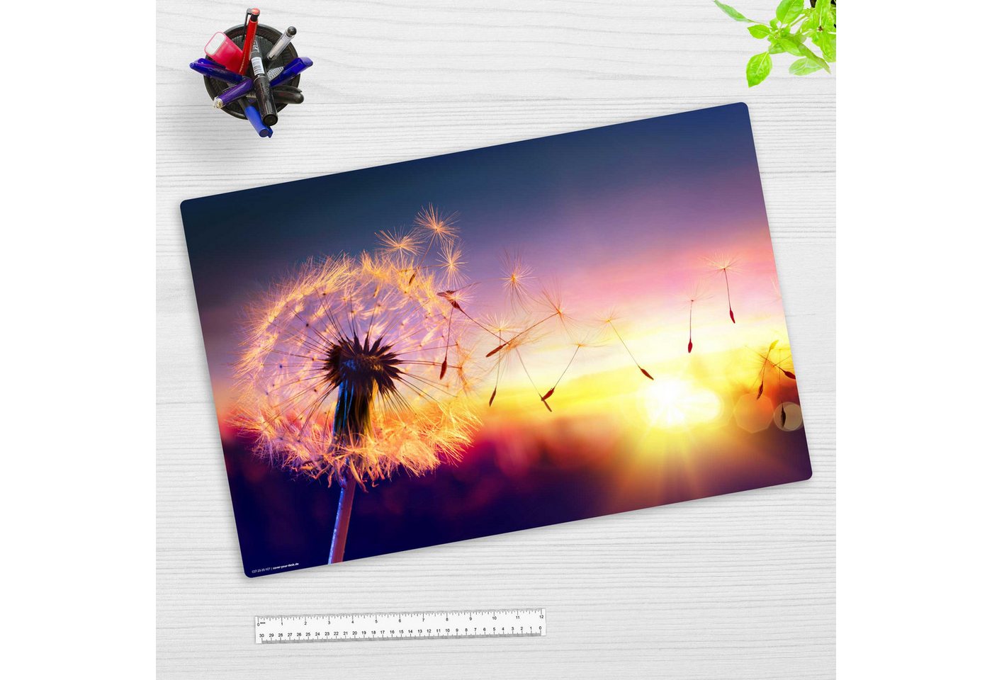 Thumbnail - cover-your-desk.de Schreibtischunterlage Pusteblume Sonnenlicht – Schreibunterlage aus Vinyl in vers. Größen, (1 tlg., a...