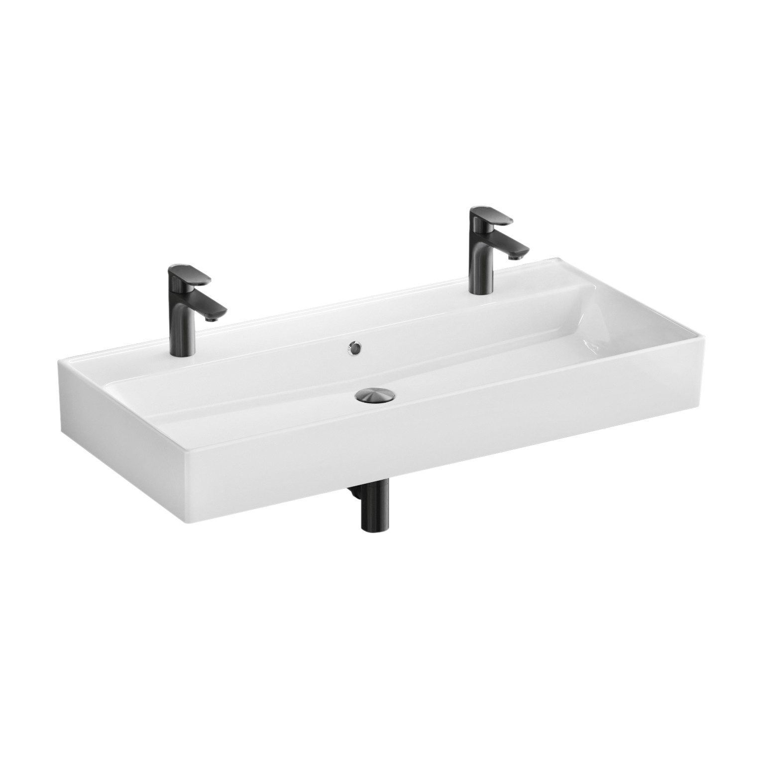 Aqua Bagno Waschbecken Doppwaschbecken 100cm weiß günstig online kaufen