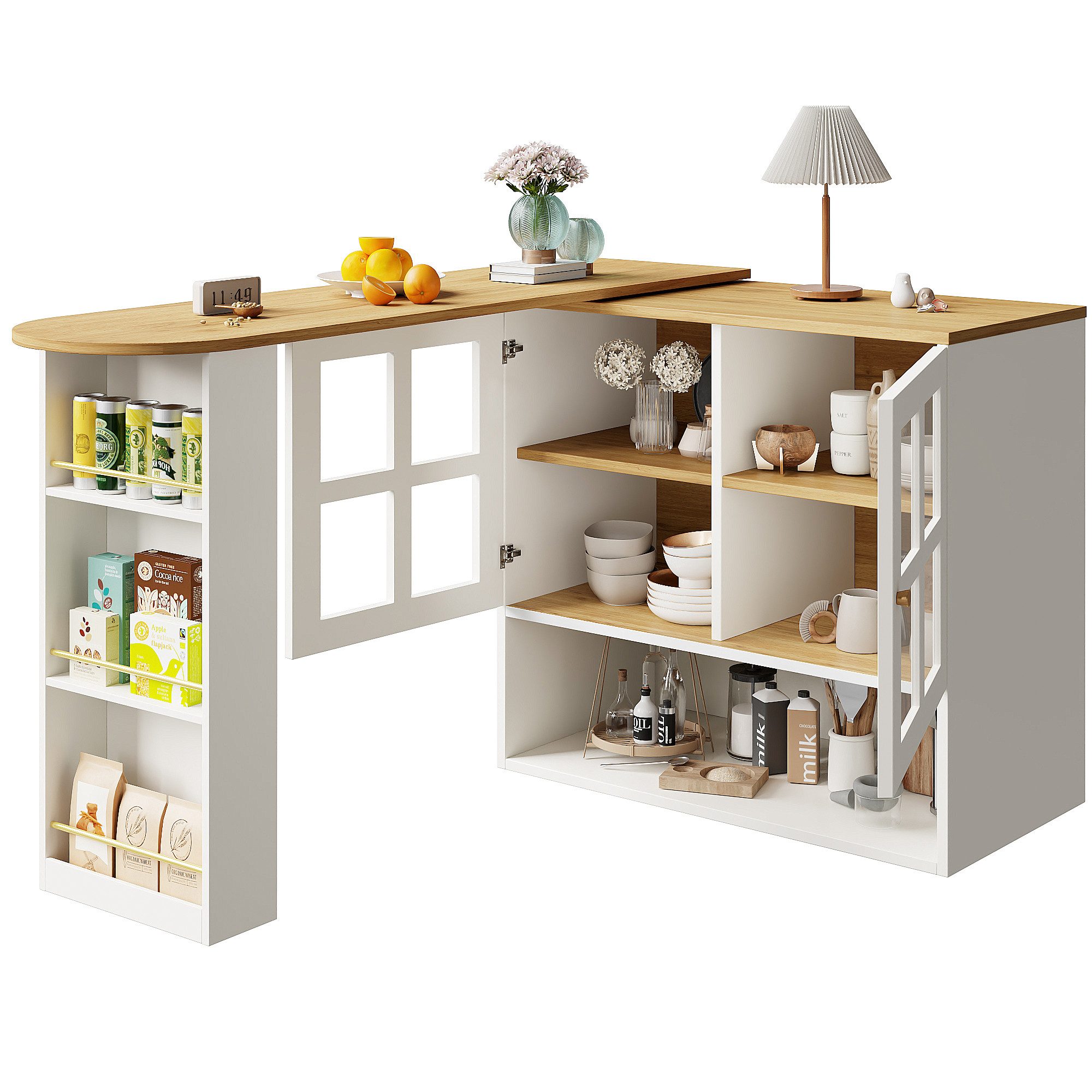 OKWISH Bartisch 360° Drehbarer Bartisch,Kücheninsel,mit Stauraum günstig online kaufen
