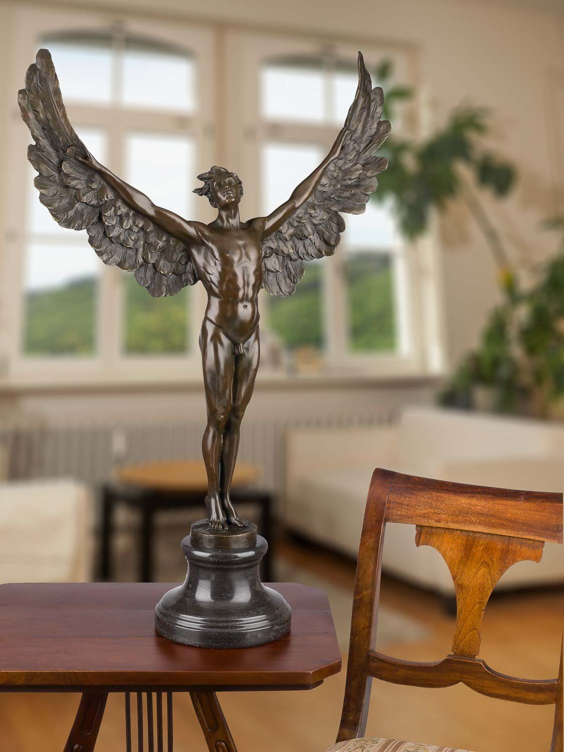 Aubaho Skulptur Bronzeskulptur Ikarus Mythologie Engel Flügel Bronze Figur  Statue im A
