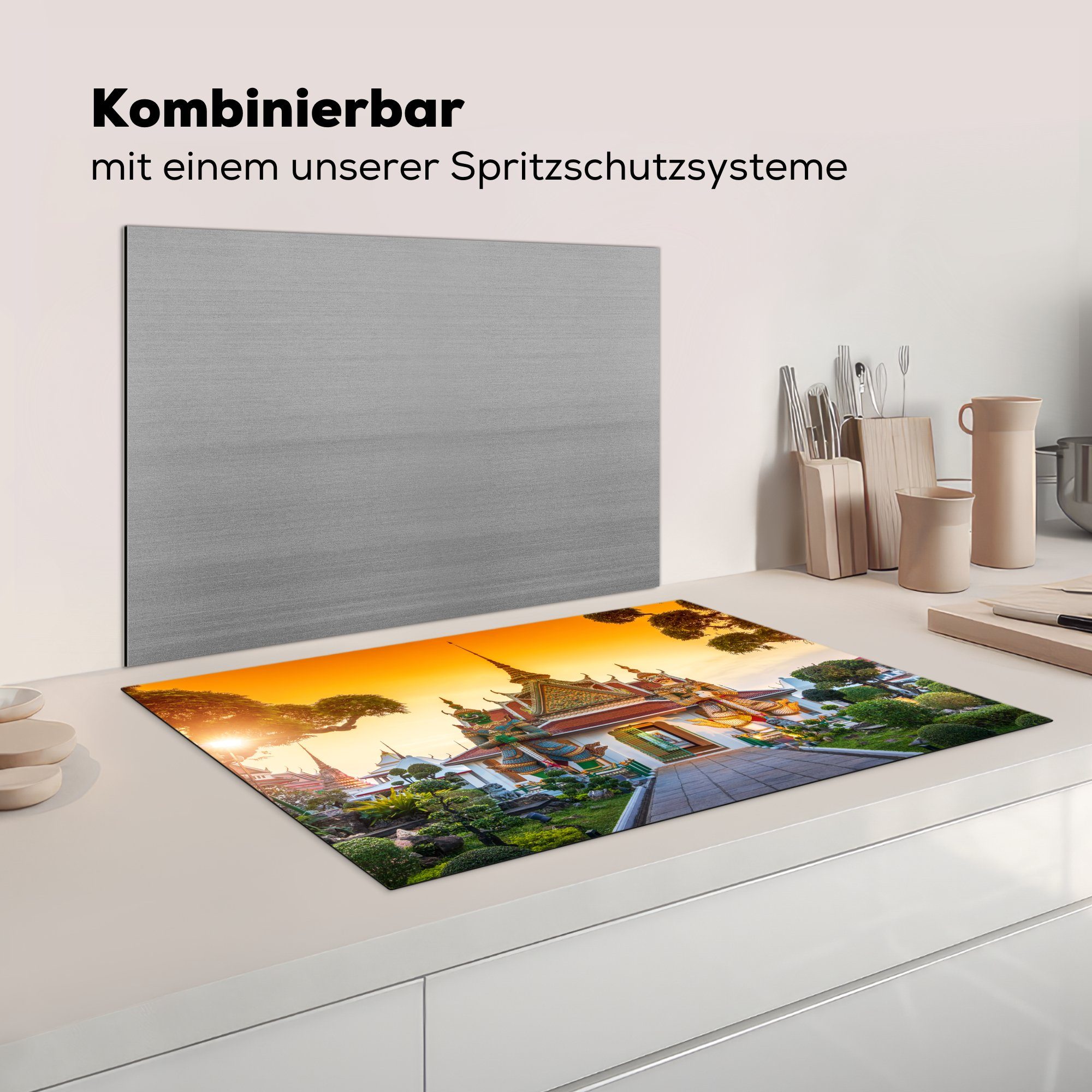 cm, Buddhistischer Vinyl, Tempel, Ceranfeldabdeckung Herdblende-/Abdeckplatte MuchoWow die küche, 81x52 Induktionskochfeld für Schutz (1 tlg),