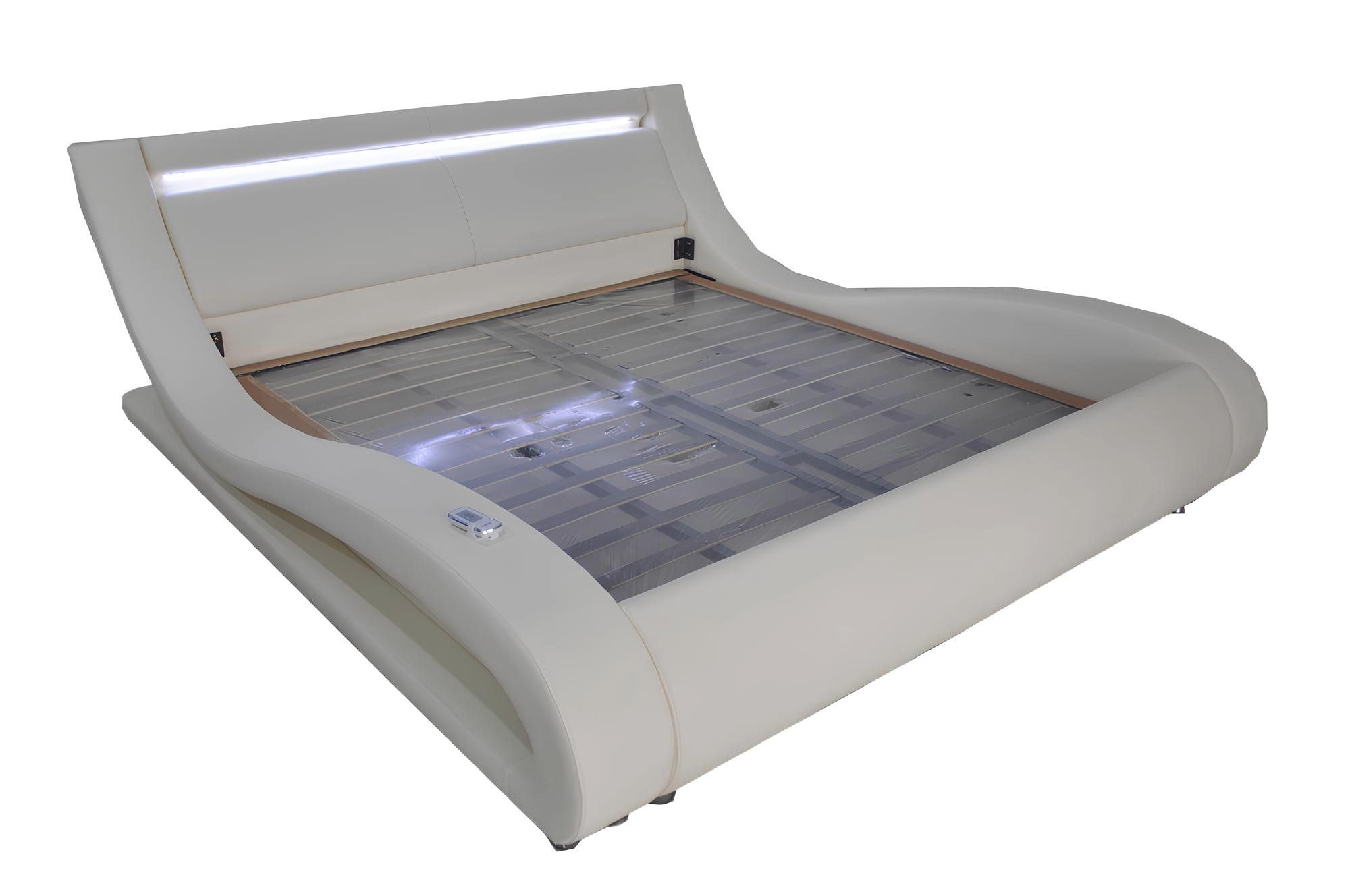 JVmoebel Polsterbett Luxus Leder Design Bett mit USB-Beleuchtung in elegantem Stil (Bett "LB8857 II), Made in Europa