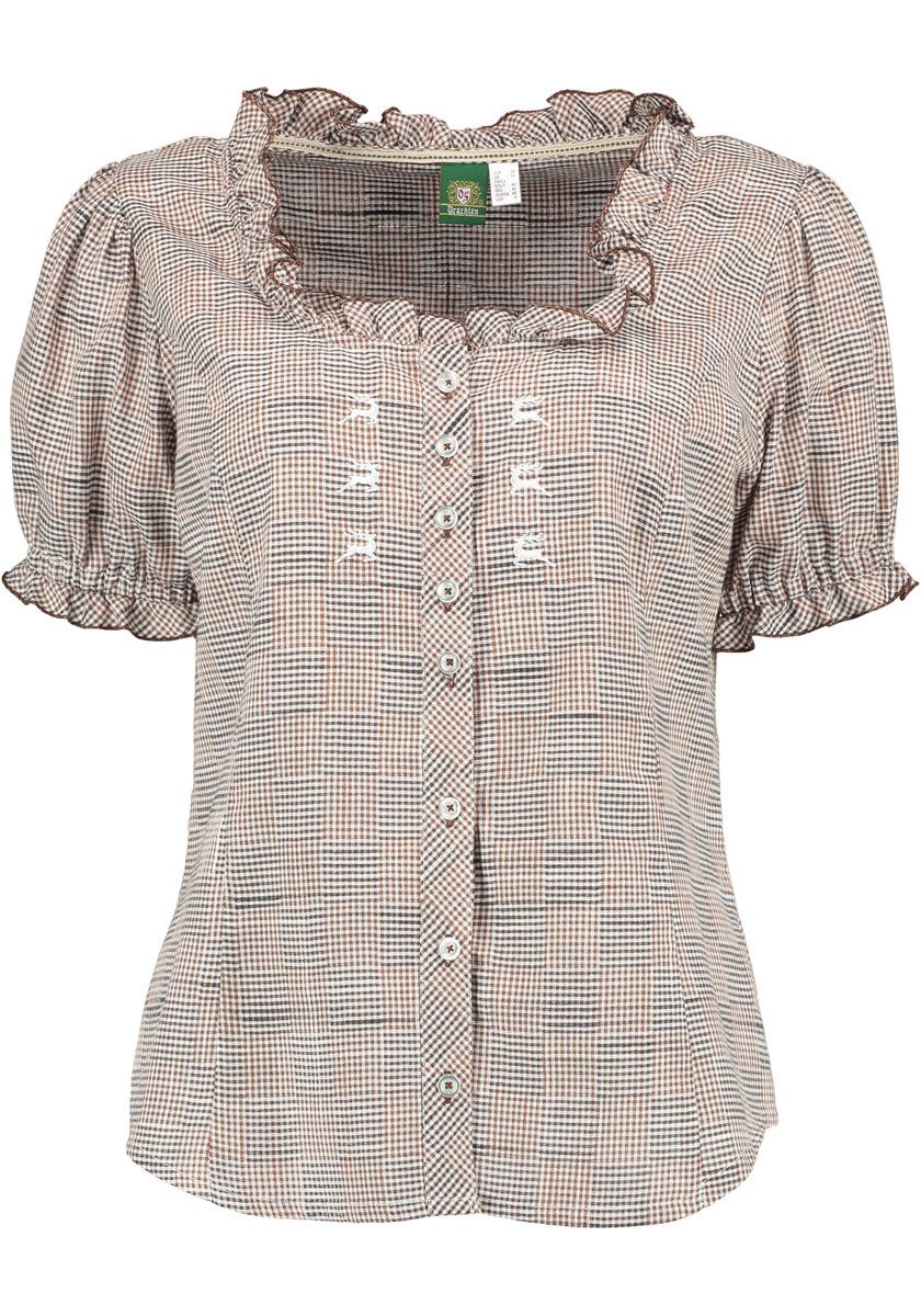 OS Trachten Trachtenbluse Yomira Tailliert, Rundhalsausschnitt, 1/2-Arm, Rü günstig online kaufen