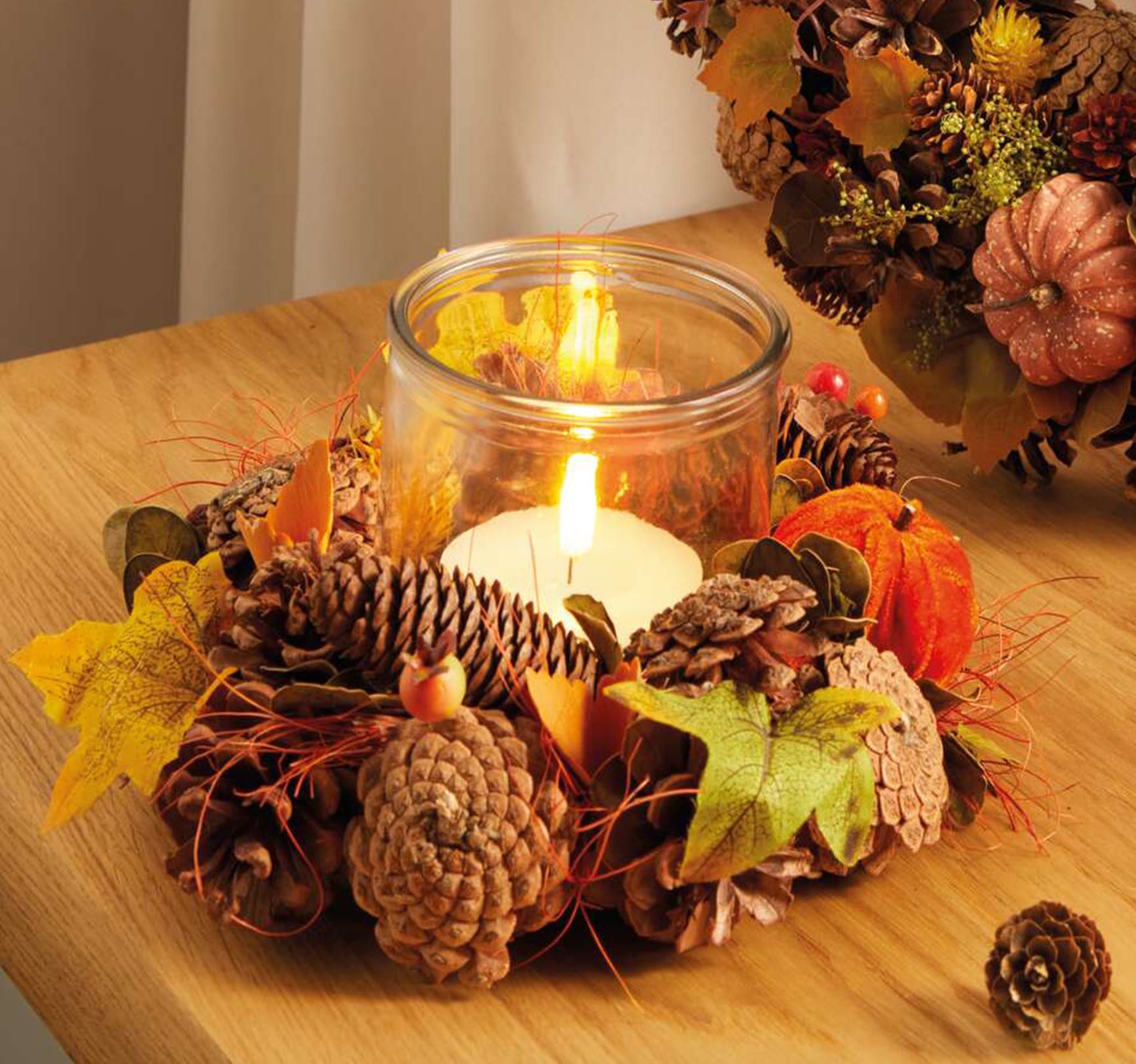 Dekoleidenschaft Tischkranz Windlicht "Herbst" Dekokranz klein & bunt, Ø 24 günstig online kaufen