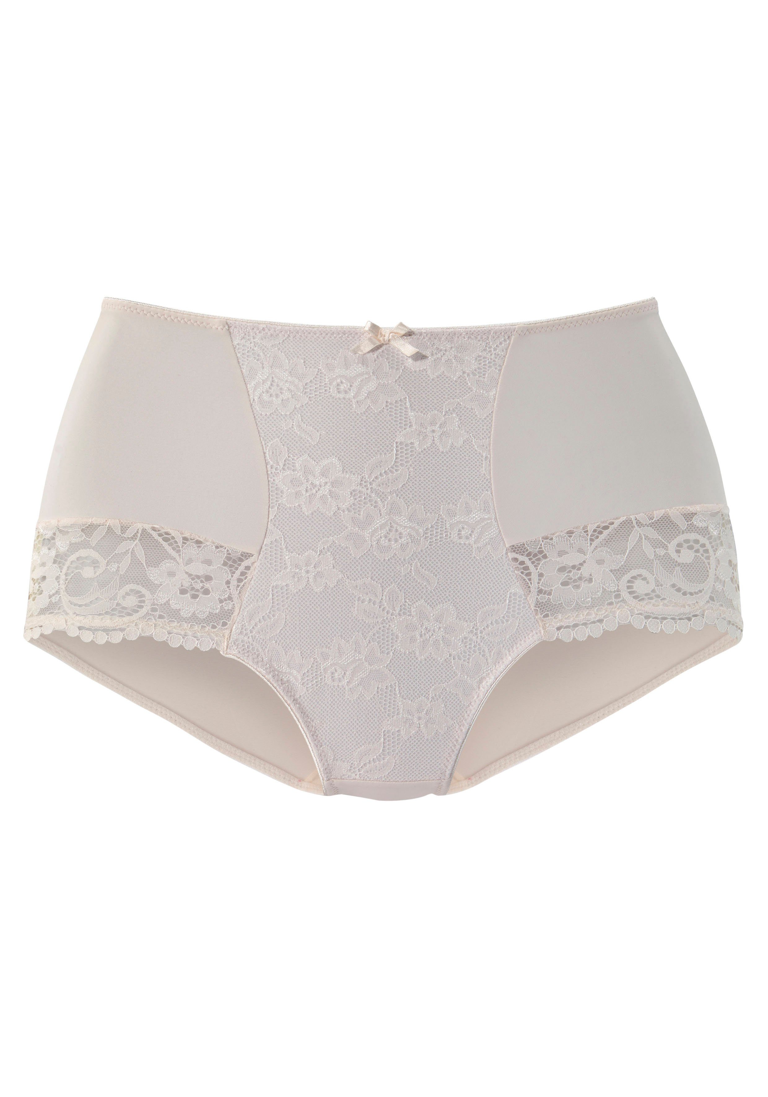 Nuance High-Waist-Panty mit Spitzeneinsätzen puder