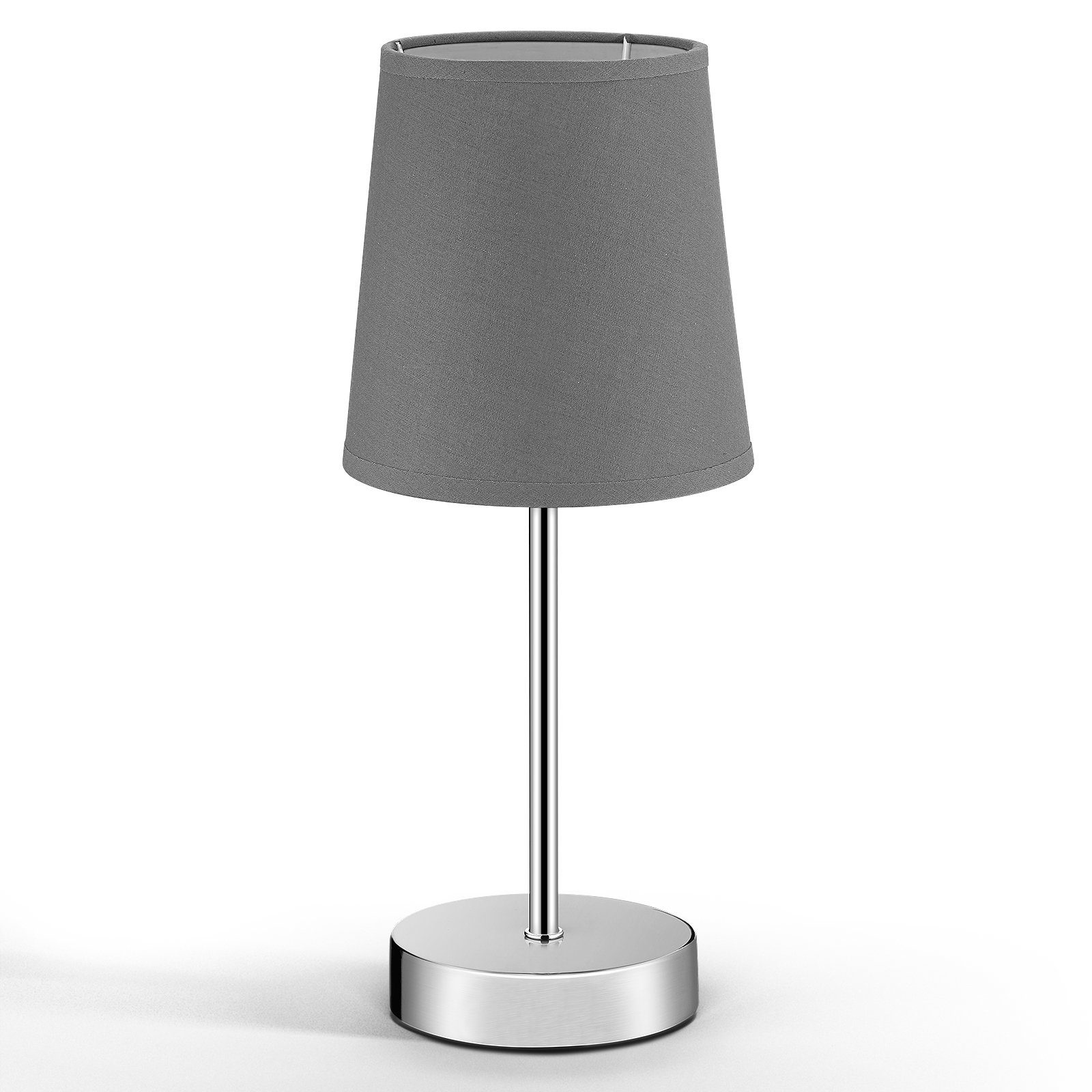 monzana Tischleuchte, Tischlampe, ohne Leuchtmittel, 32 cm Stoffschirm E14  Chrom Metall Wohnzimmer Büro Schlafzimmer