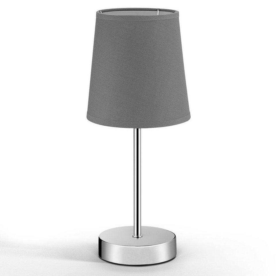 monzana Tischleuchte, Tischlampe, ohne Leuchtmittel, 32 cm Stoffschirm E14  Chrom Metall Wohnzimmer Büro Schlafzimmer