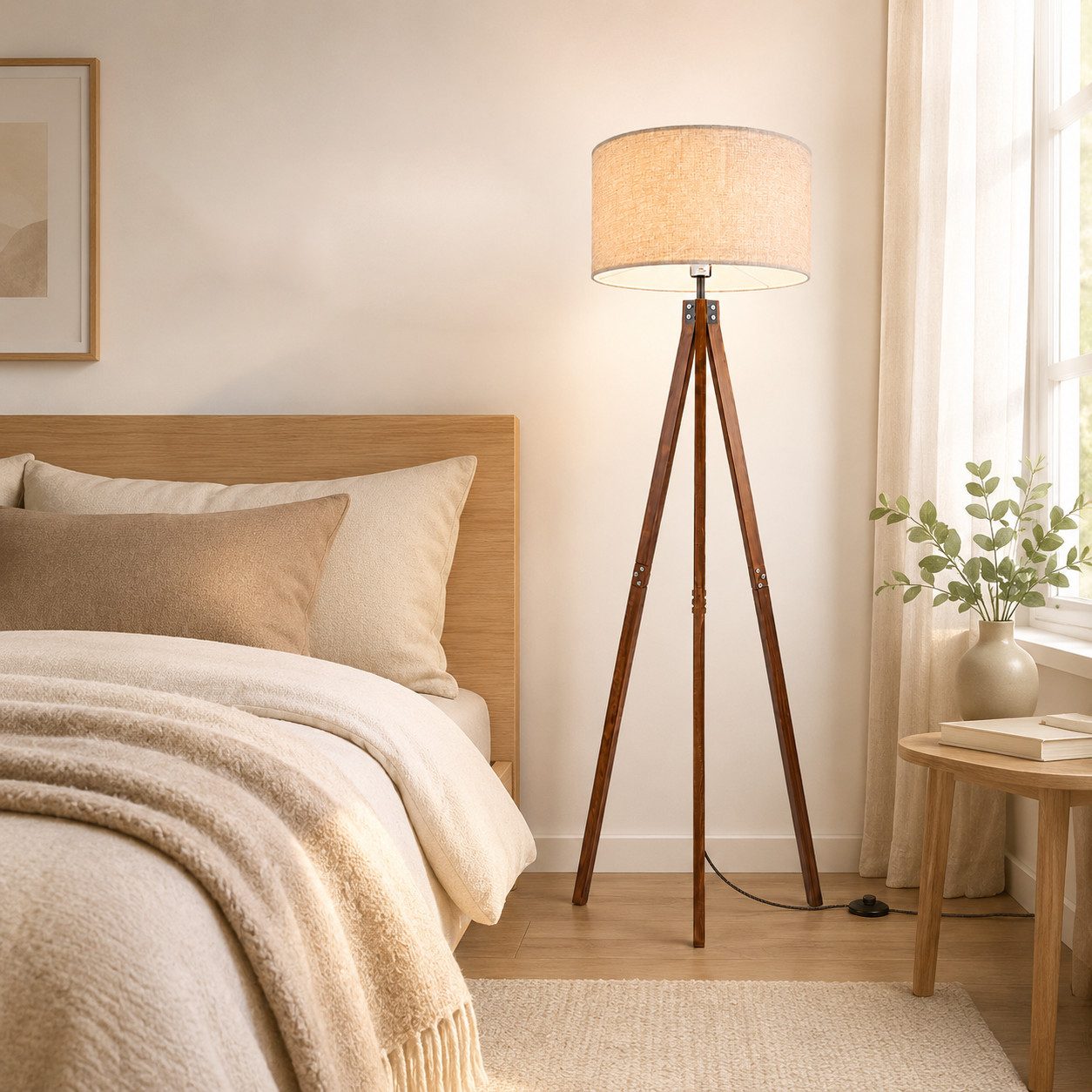 OYLCDI Stehlampe wohnzimmer Leselampe Stehleuchte Stativ aus Holz, E27 LED Stehlampe, für wohnzimmer Leselampe Schlafzimmer,Büro Arbeitslampe, (Glühbirne nicht enthalten), Wohnzimmerleuchte,Skandinavischer