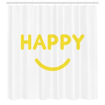 Abakuhaus Duschvorhang Moderner Digitaldruck mit 12 Haken auf Stoff Wasser Resistent Breite 175 cm, Höhe 180 cm, Gelb und Weiß Happy Smiling