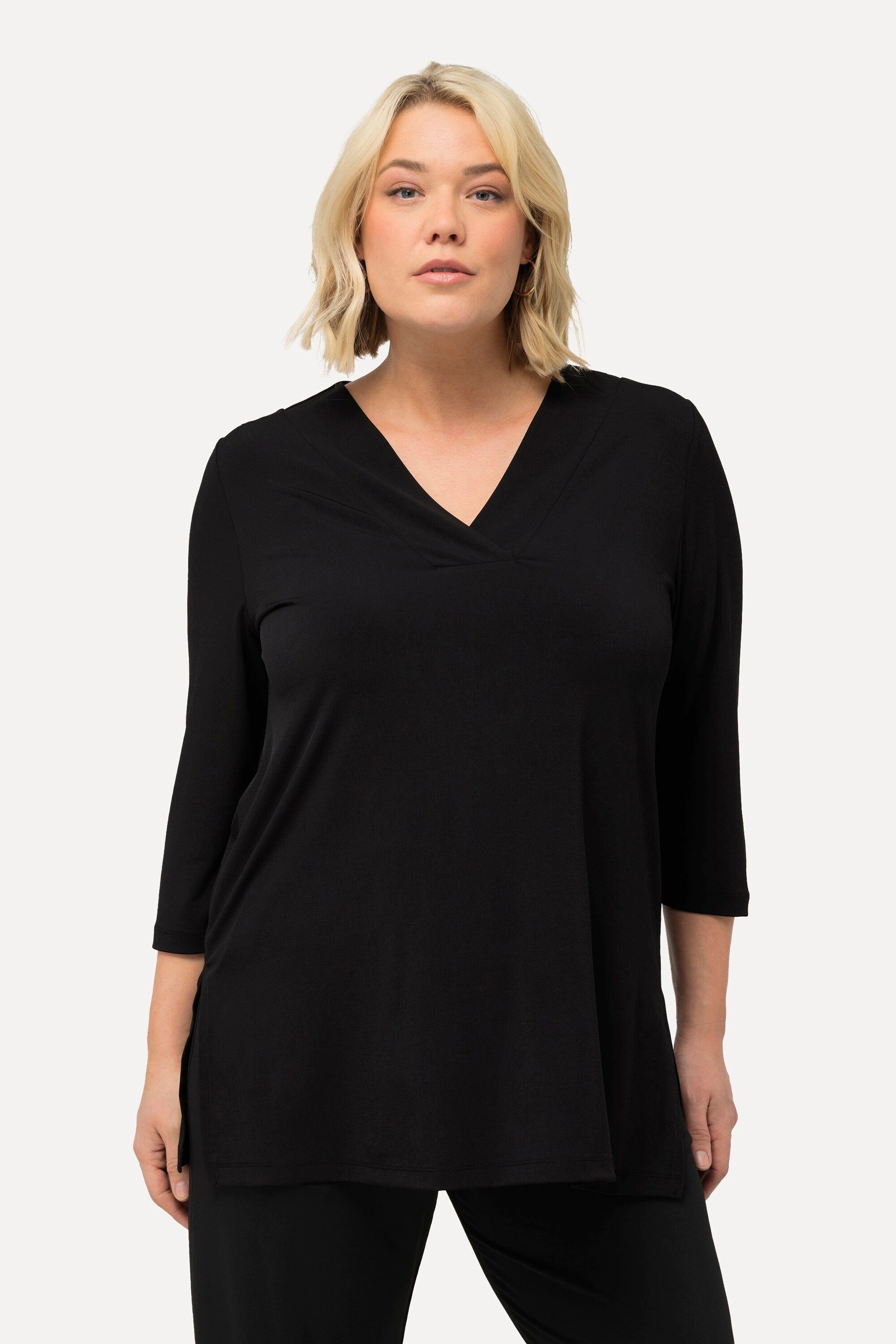 Ulla Popken Longshirt Longshirt A-Linie V-Ausschnitt günstig online kaufen
