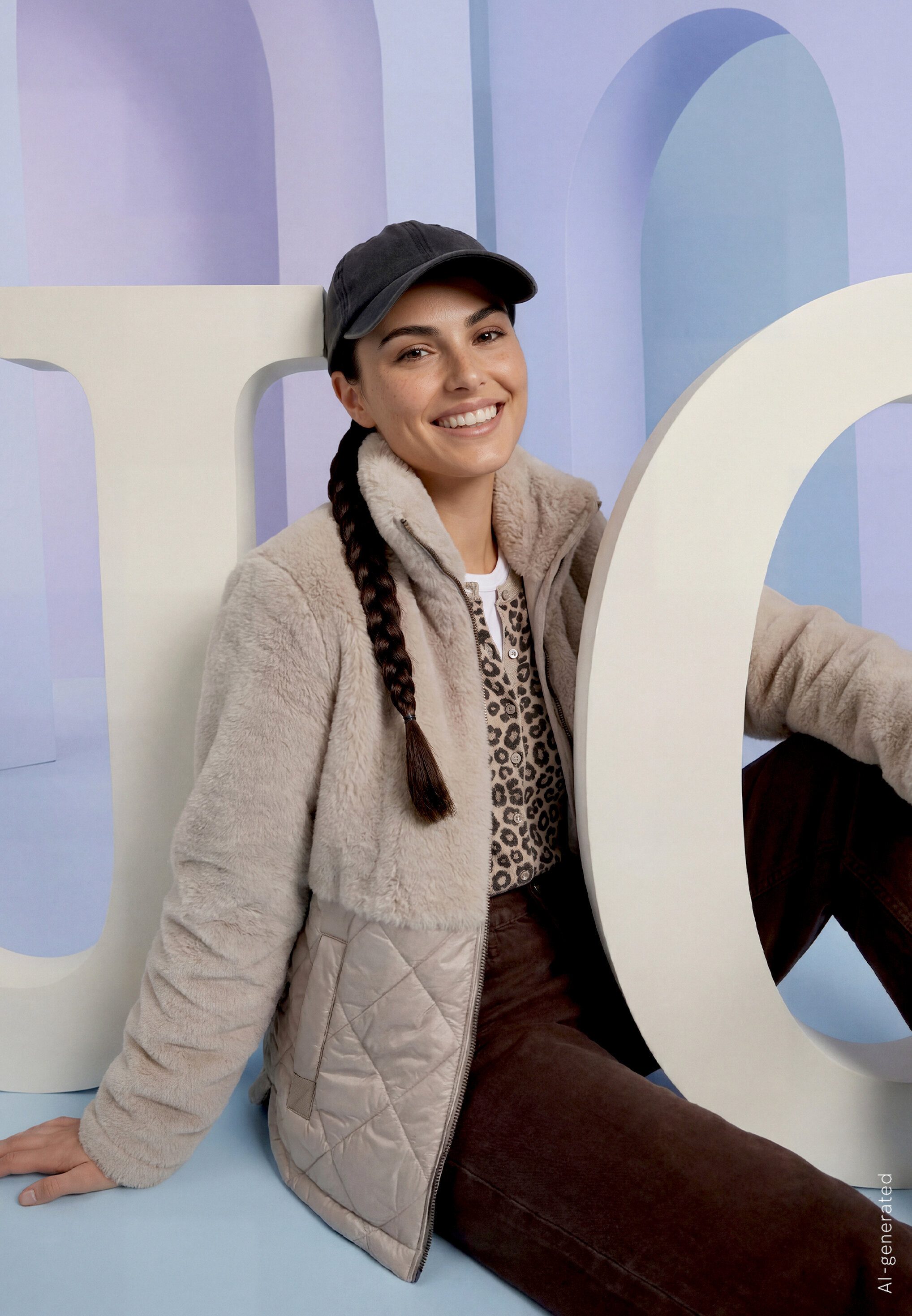 Amber & June Plüschjacke Damen mit Stehkragen