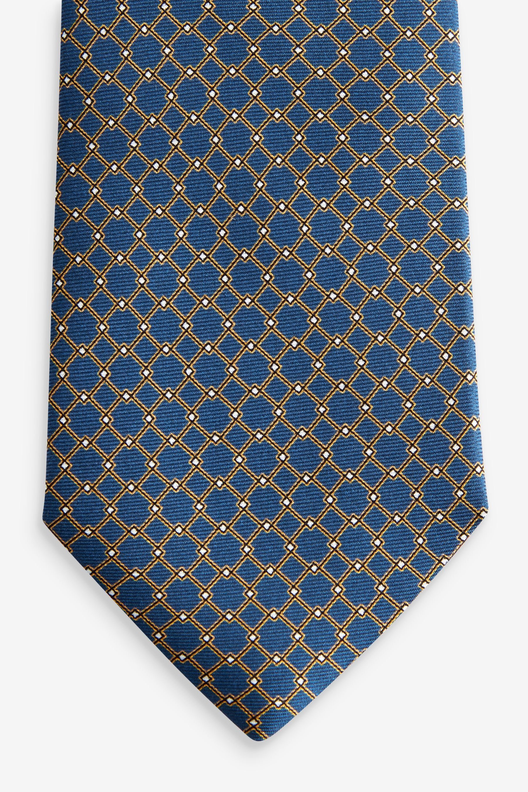 Next Krawatte Blue Signature-Krawatte, Italien (1-St) in Geometric hergestellt Navy