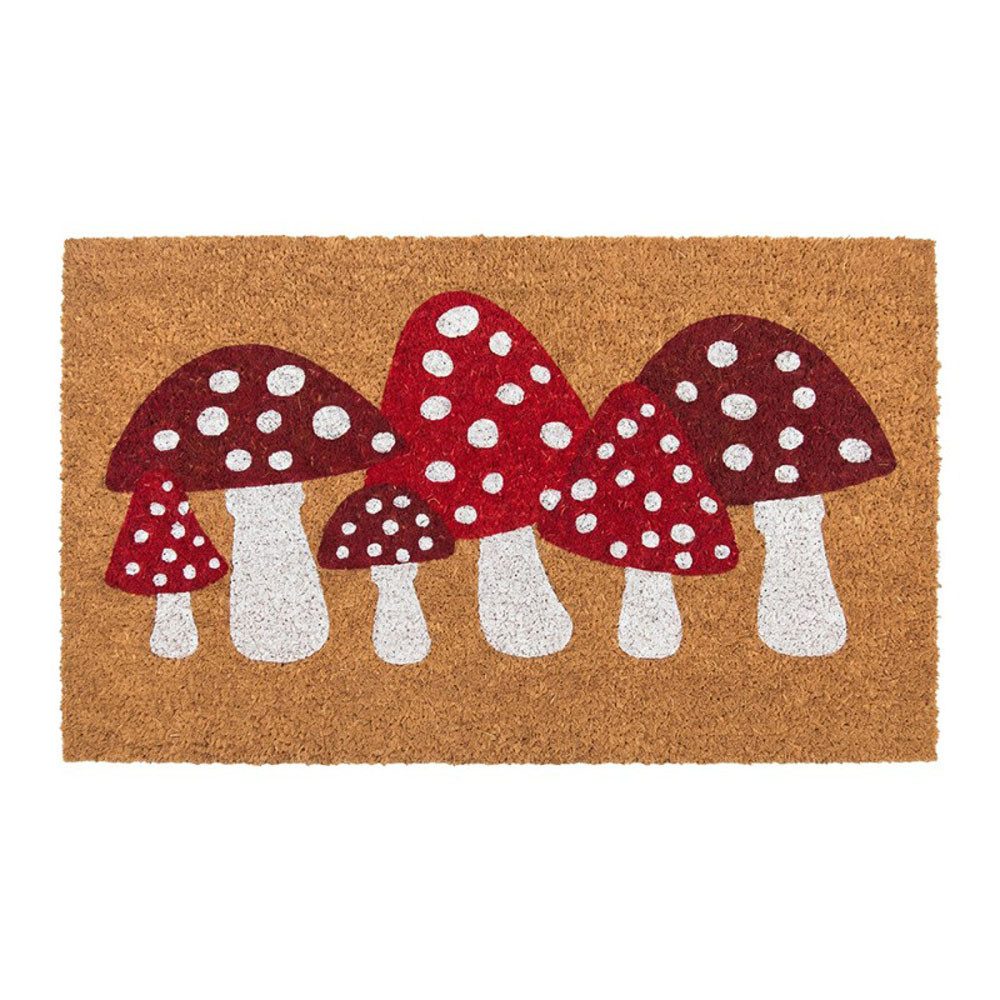 Clayre & Eef Fußmatte Fußmatte FLIEGENPILZE natur rot weiß mit Pilzen Türmatte 75x45cm MC297