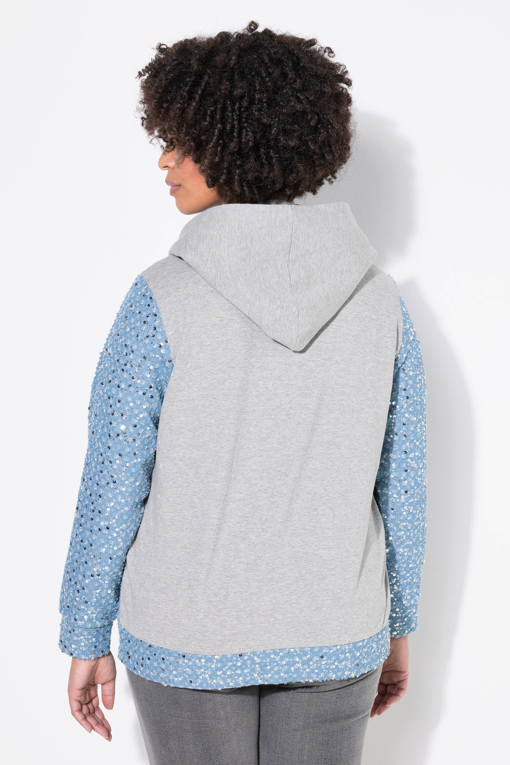 Angel of Style Sweatjacke Sweatjacke mit Kapuze vorne Denimoptik Pailletten