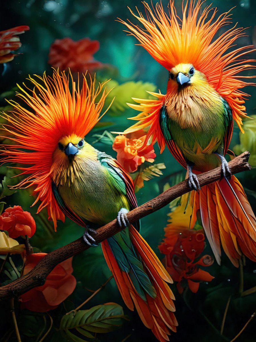 CALVENDO Puzzle CALVENDO Puzzle Zwei Paradiesvögel mit bunten leuchtenden Gefieder sit, 1000 Puzzleteile