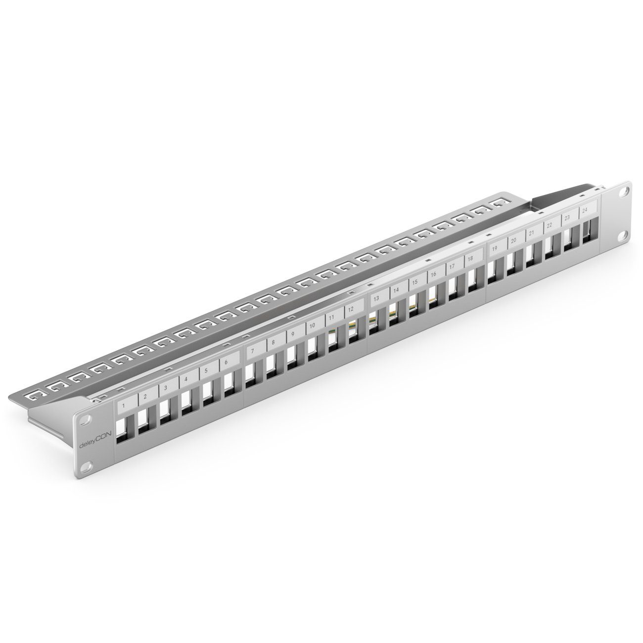 deleyCON 24 Port Patchpanel Modular für Keystone Module 1HE 19 Zoll Netzwerk-Adapter
