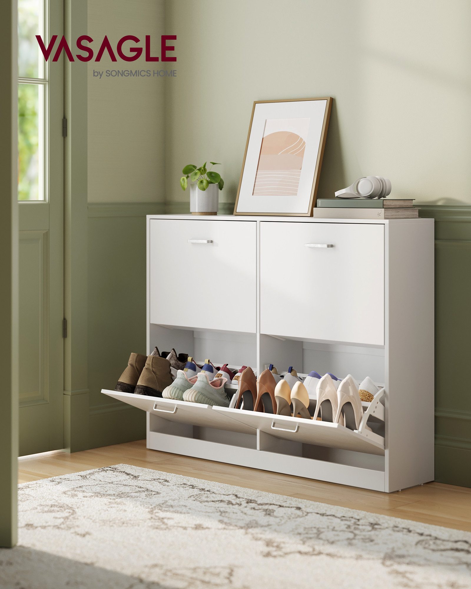 VASAGLE Schuhschrank Schuhschrank 4 Klappen, Schuhkipper,24 x 105,5 x 82,7 günstig online kaufen