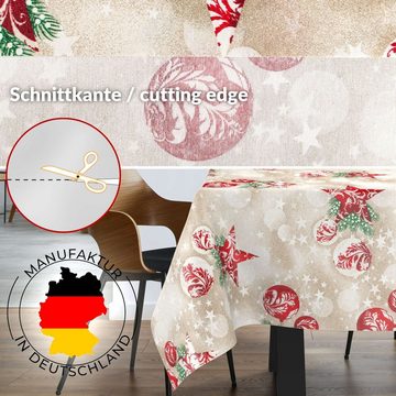 ANRO Tischdecke mit feierlichem Motiv Tischwäsche schmutzabweisend Tischtuch aus Stoff, auch als Gartentischdecke - mit Schutzschicht