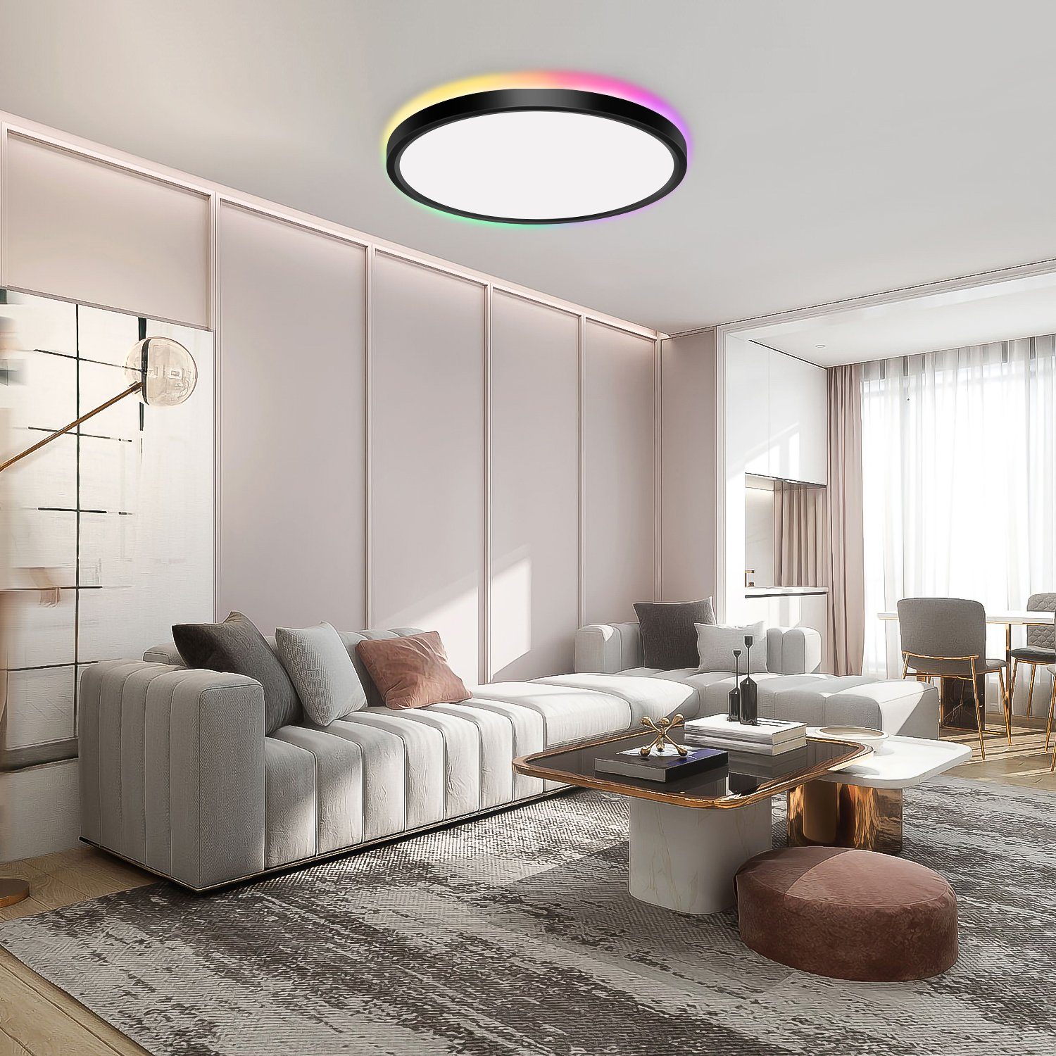 Bürolampe Flur LED Lospitch Weiß Schlafzimmer 24W Küchen BACKLIGHT LED RGB Deckenleuchte Deckenleuchte