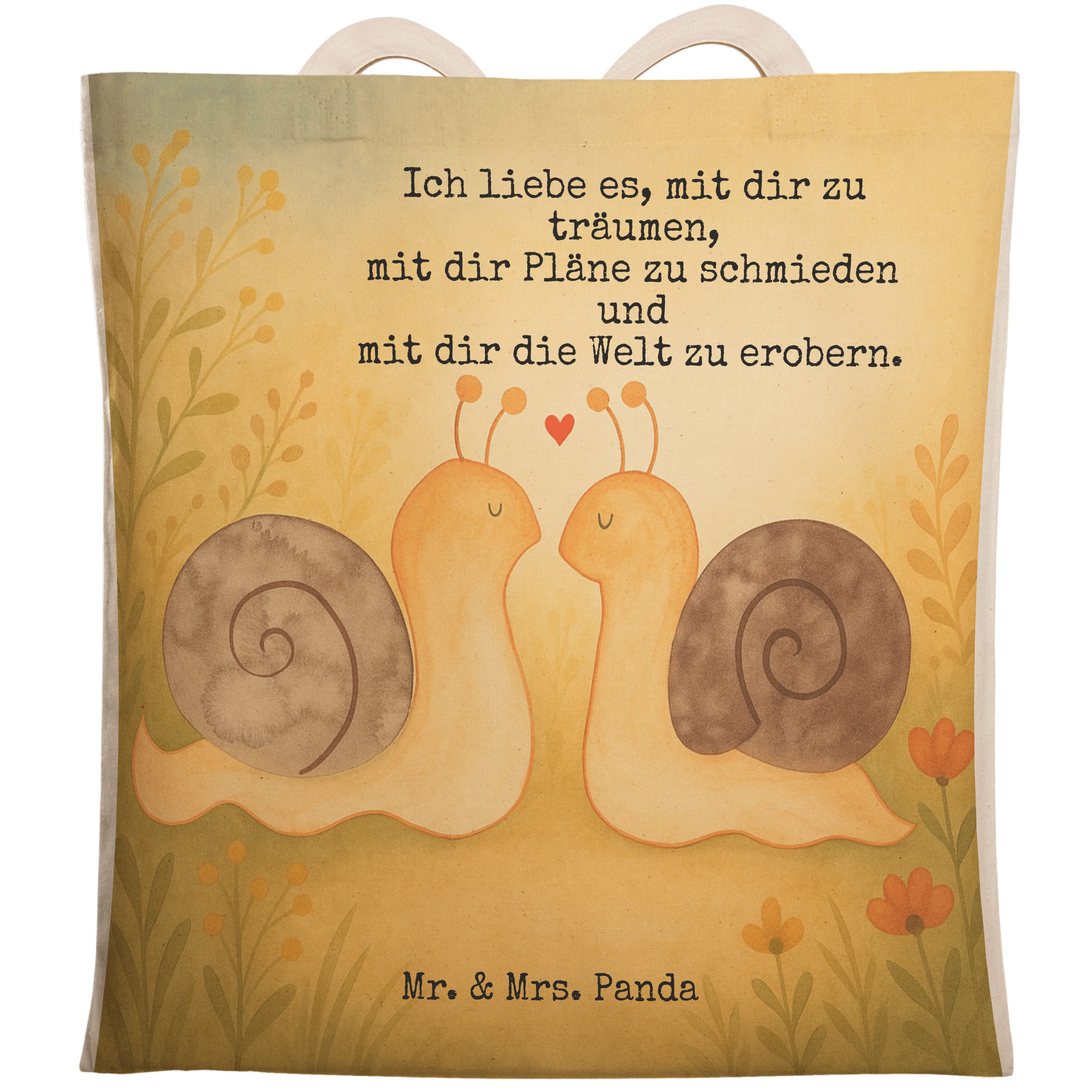 Tragetasche Schnecken Liebe Design, Einkaufstasche, Weiß, Träume, Paar, Tasche, T