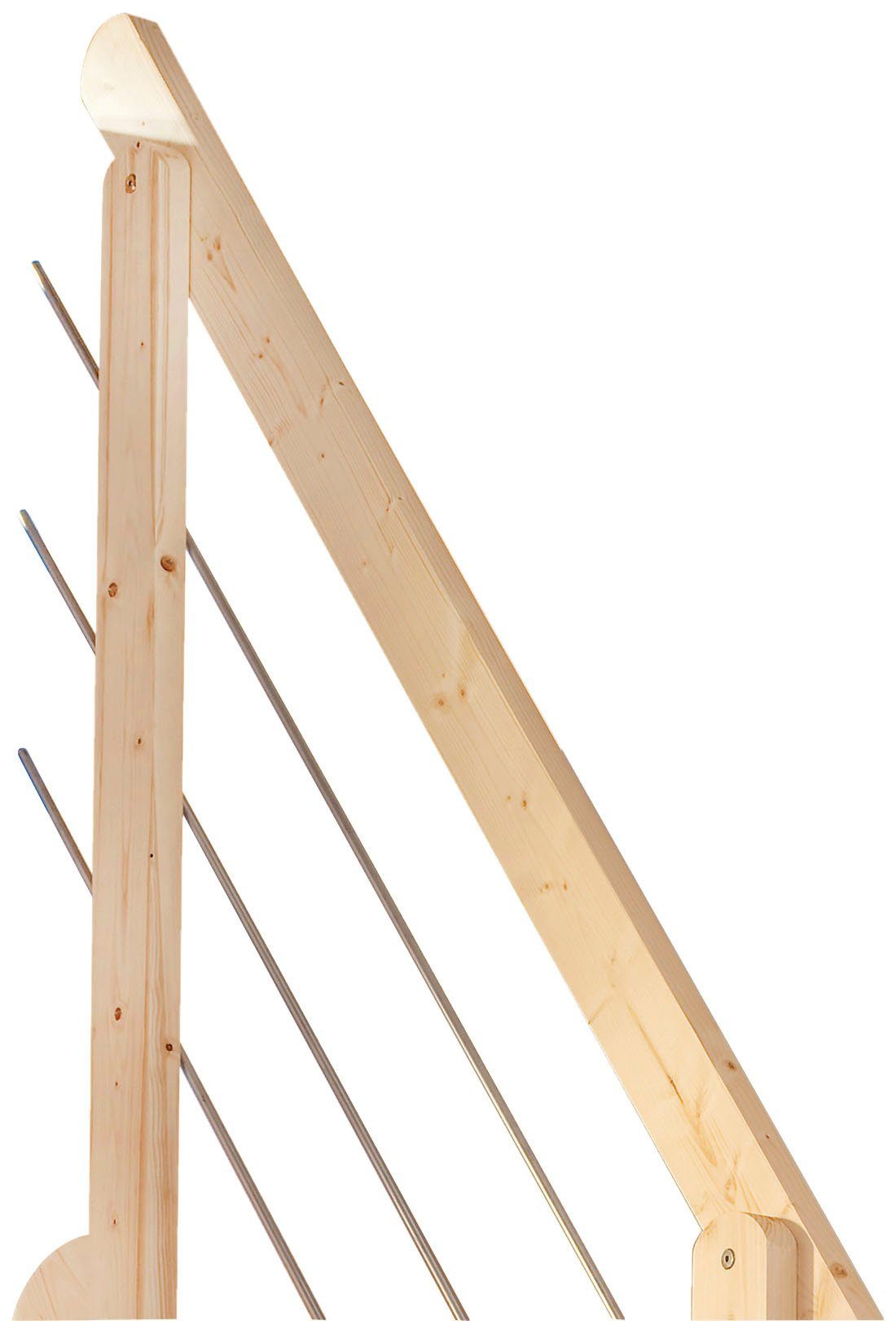 Dolle Raumspartreppe Holzkomponenten leicht 285 cm, Stufen abgerundet unbehandelt, offen, für Geschosshöhen bis Stufen Breite cm, Bern, 63