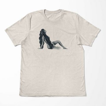 Sinus Art T-Shirt Herren Shirt 100% gekämmte Bio-Baumwolle T-Shirt Wasserfarben hübsche Frau Motiv Nachhaltig Ökomode (1-tlg)