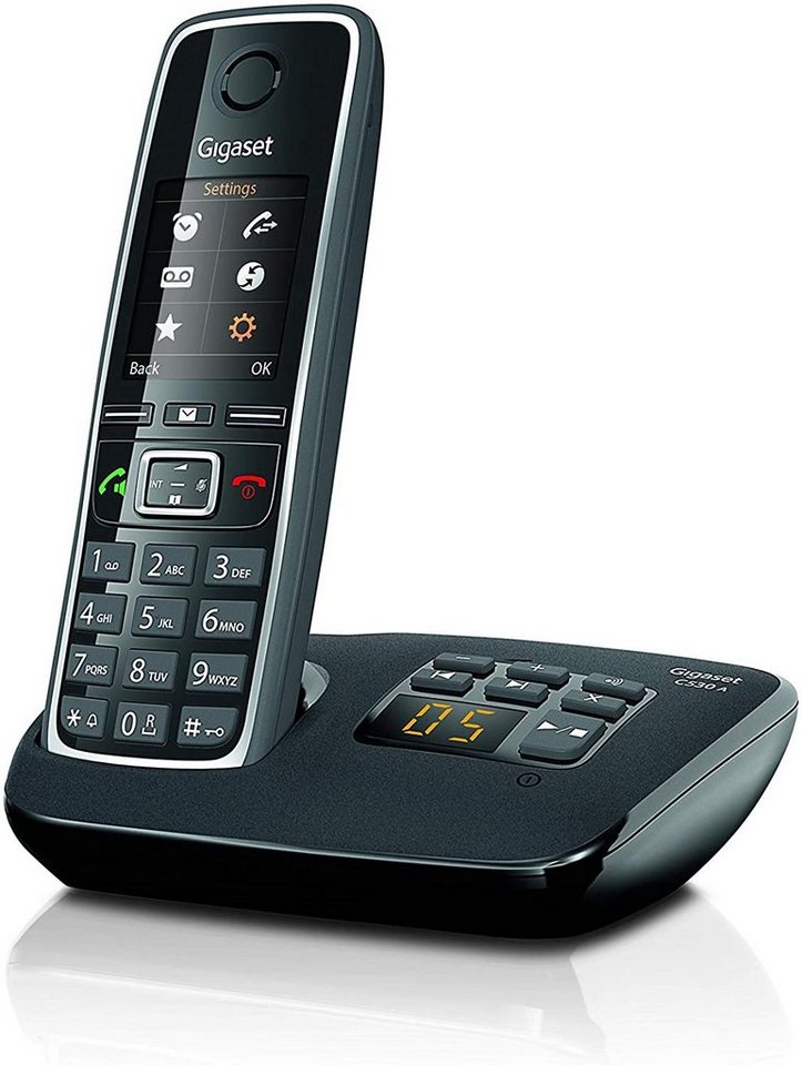 Gigaset C 530A Festnetztelefon (Mobilteile: 1, Freisprechen, Großes  beleuchtetes TFT-Farbdisplay, Wecker, Kalender), DECT-Telefon mit  integriertem digitalem Anrufbeantworter