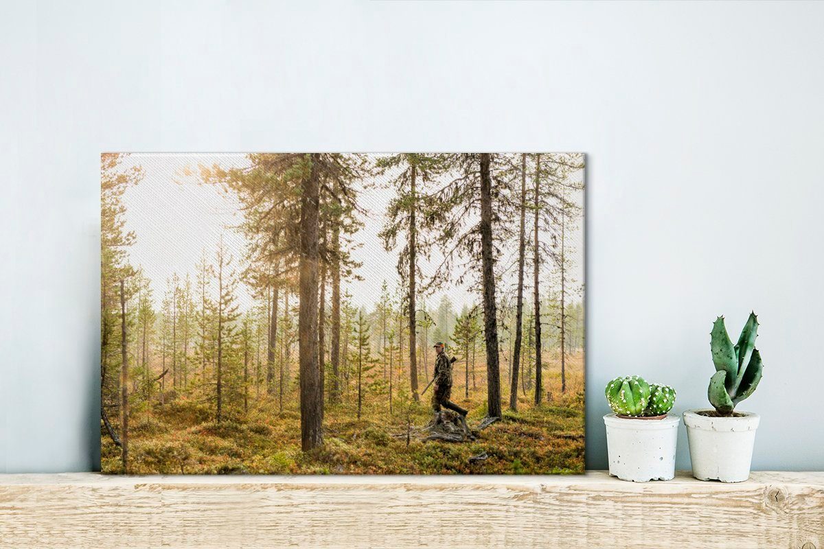 cm St), Jagd im 30x20 ist Leinwandbilder, Wanddeko, Wandbild der auf OneMillionCanvasses® Mann Ein Wald, (1 Leinwandbild Aufhängefertig,