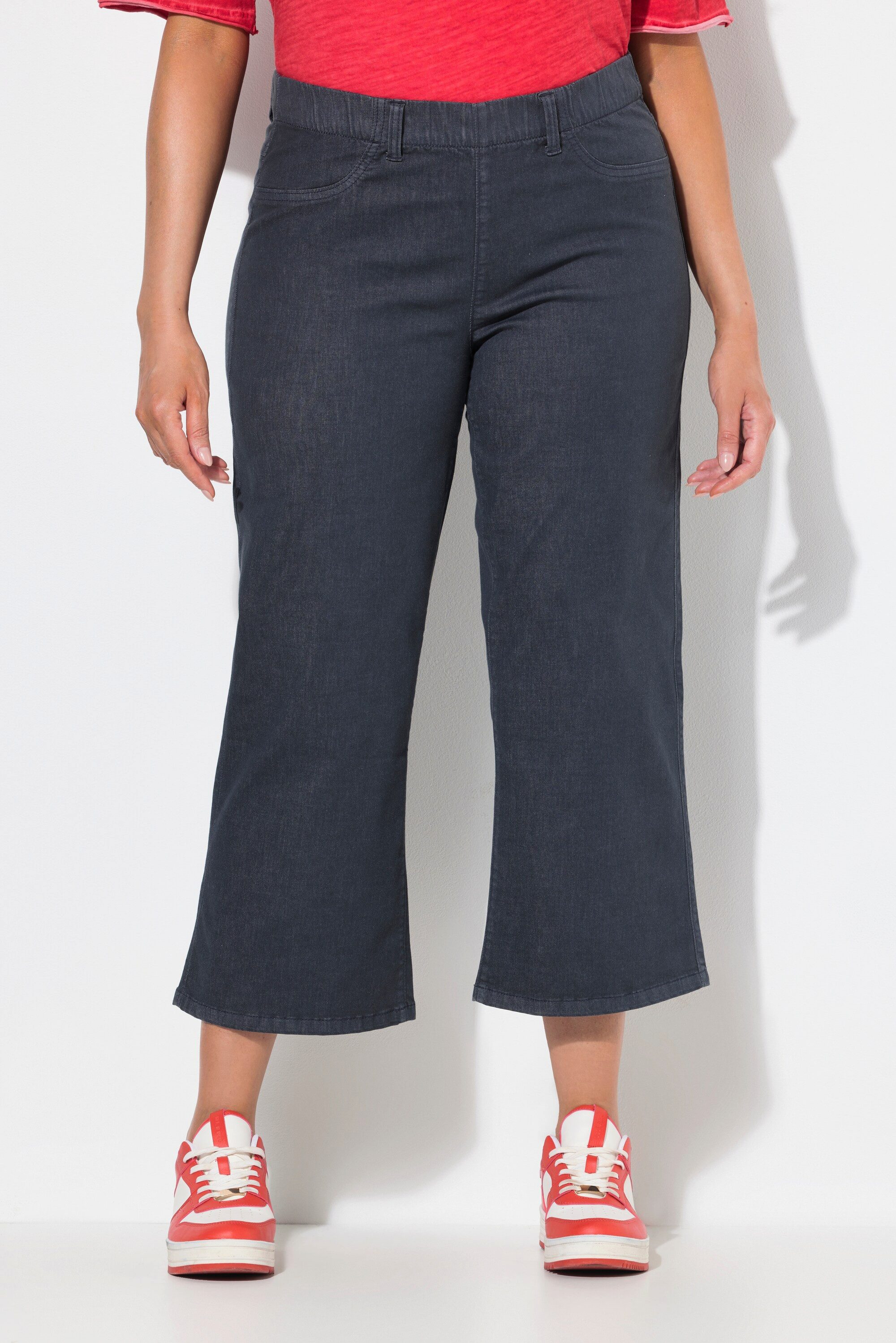 Ulla Popken Regular-fit-Jeans Jeansculotte Mary weites Bein Elastikbund günstig online kaufen