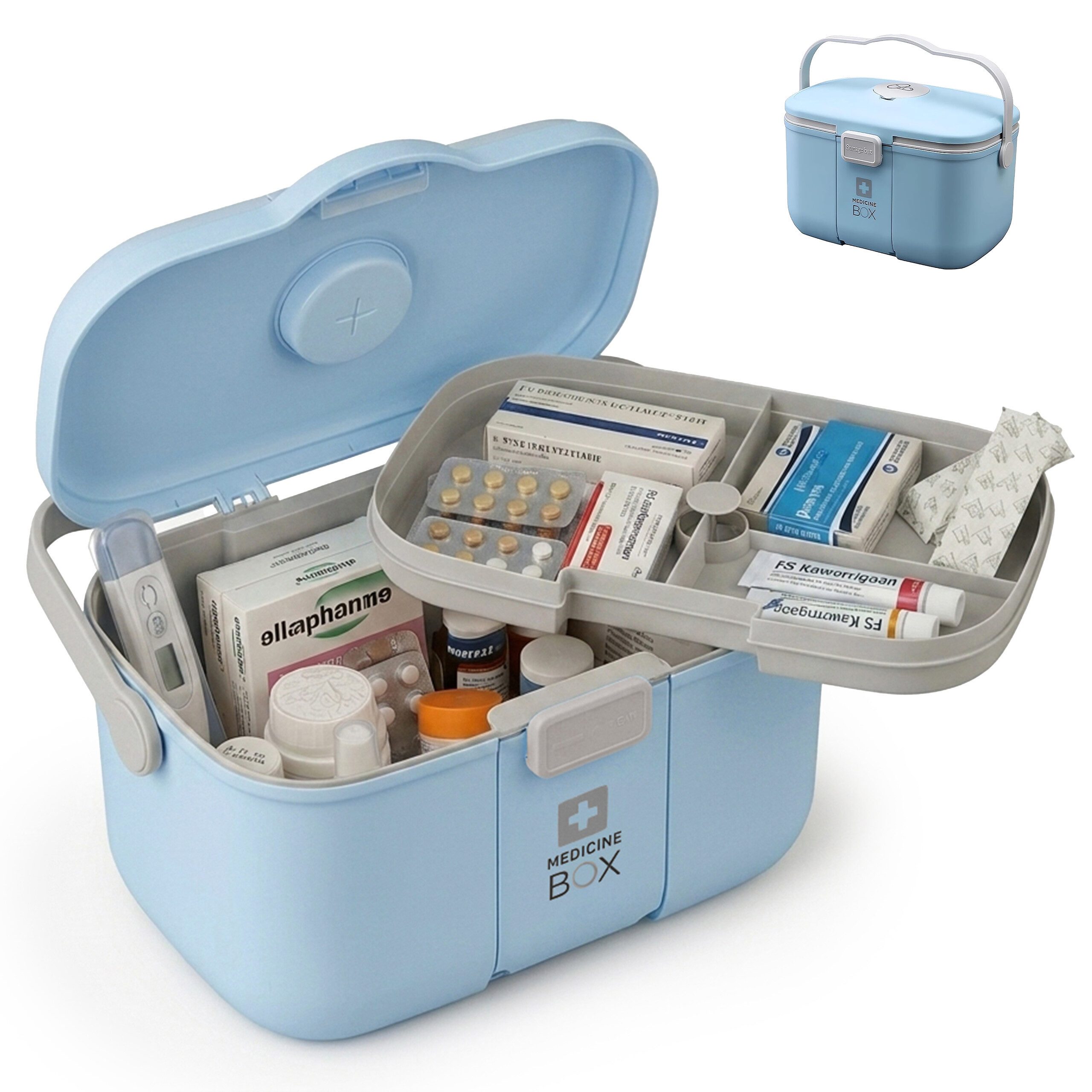 relaxdays Erste-Hilfe-Koffer Medizinbox aus Kunststoff, (1 St), blau