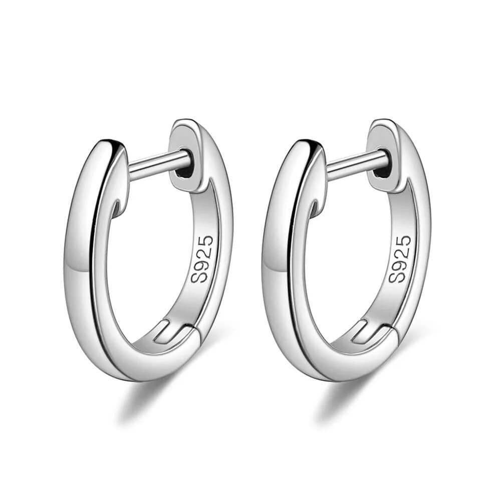 Paar Creolen Klassische Huggie Hoop Creolen Ohrringe 925 Sterling Silber 10 mm