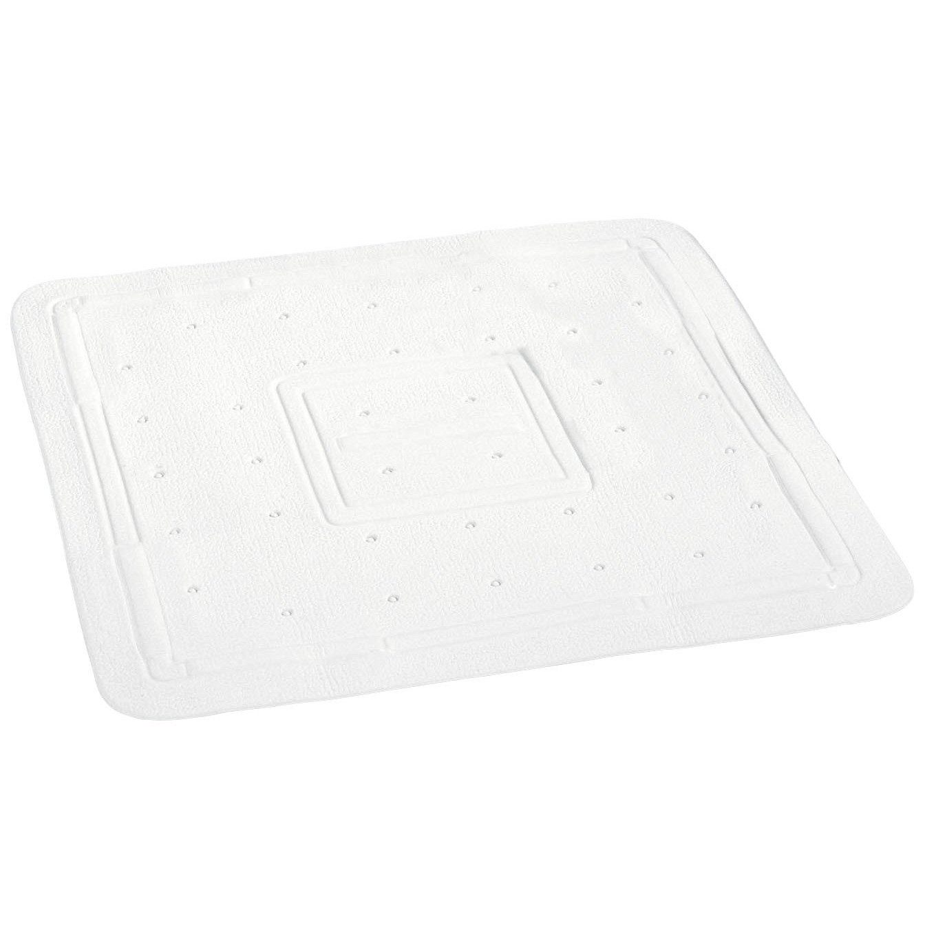 WENKO Duschmatte WENKO Duscheinlage Florida Weiß - Rutschstopp, Saugnäpfe, Kunststoff, Höhe 55 mm, für Badezimmer geeignet, angenehme Trittkomfort, quadratisch, Badematte