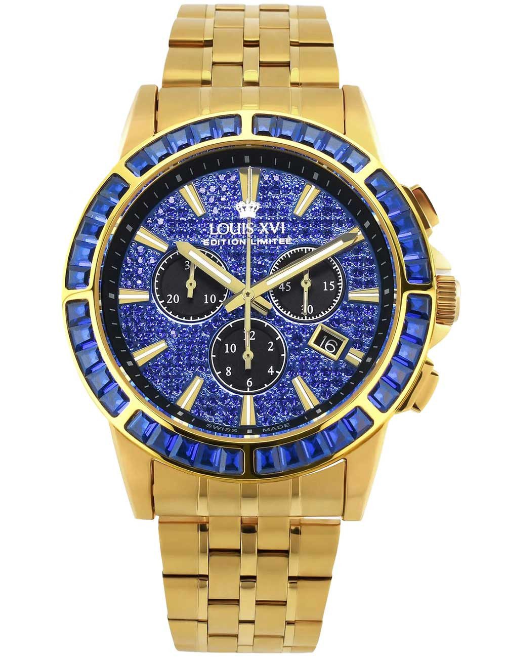 Quarzuhr Louis XVI XLXVI1132 Herrenuhr Majesté Iced Out Baguette 43mm 5ATM Louis XVI XLXVI1132 Herrenuhr Majesté Iced Out Baguette 43mm 5ATM