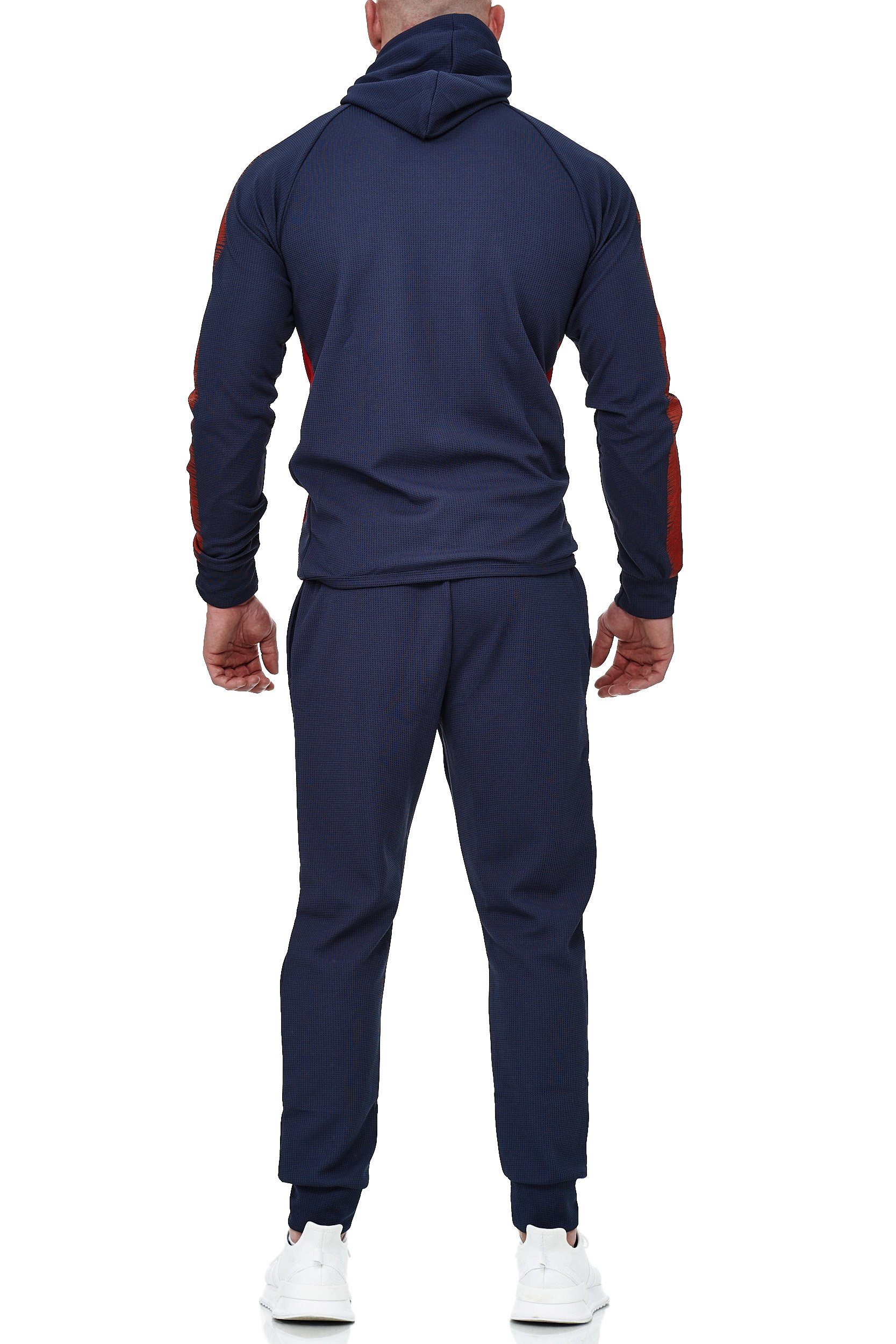 L.gonline Freizeitanzug Herren Jogging-ANZUG, mit Bündchen und Tunnelzug, Trainingsanzug (Kapuzenjacke mit Reißverschluss, Hose, 2-tlg), Fitness Freizeit Casual