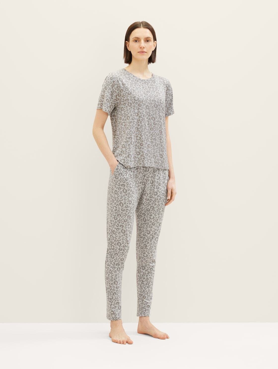 TOM TAILOR Schlafhose mit Pyjamahose Leo-Print