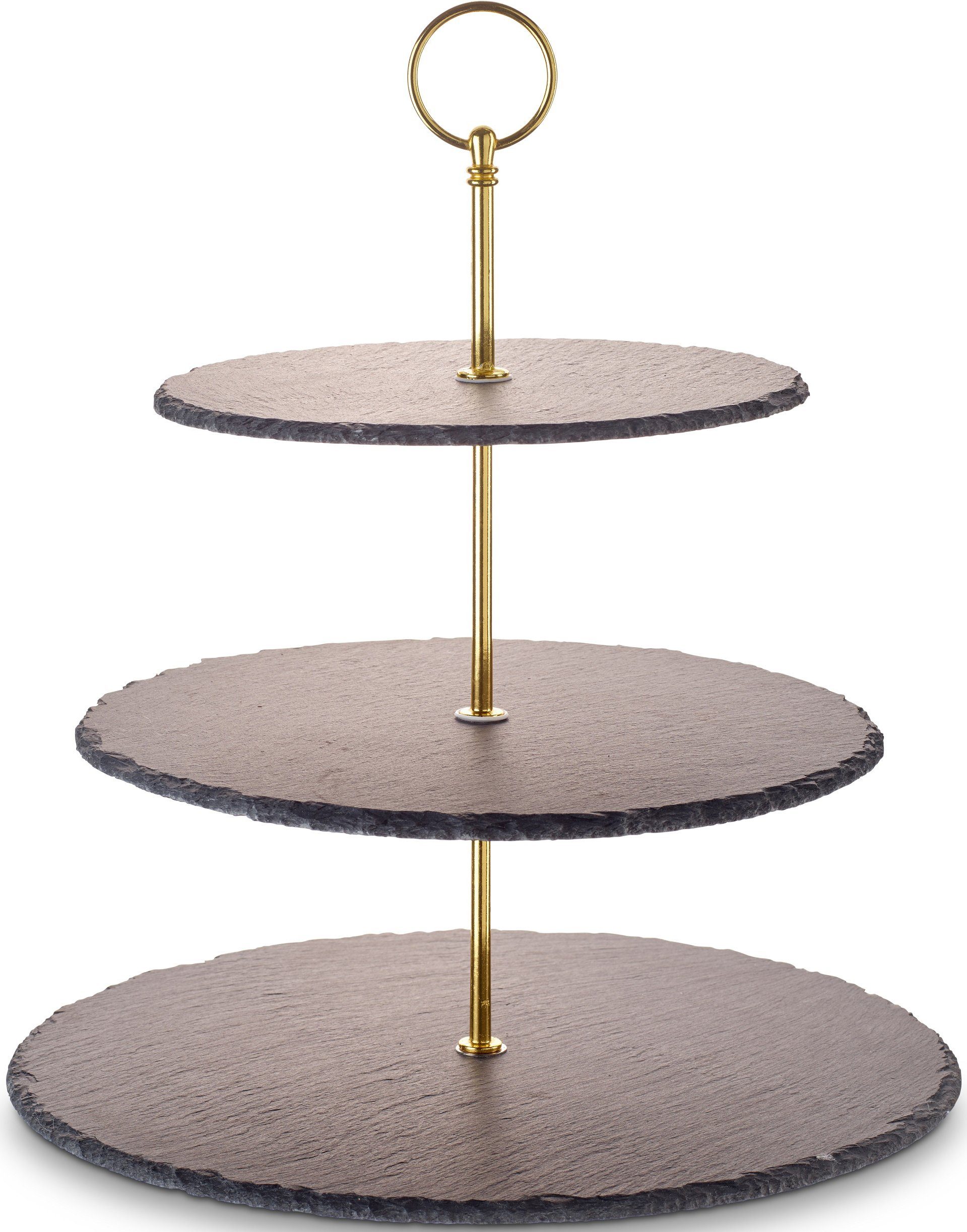 ECHTWERK Etagere Schiefer Etagere, Schiefer, für Gebäck, Obst, Käse und Dessert aus Naturschiefer mit Metallgriff