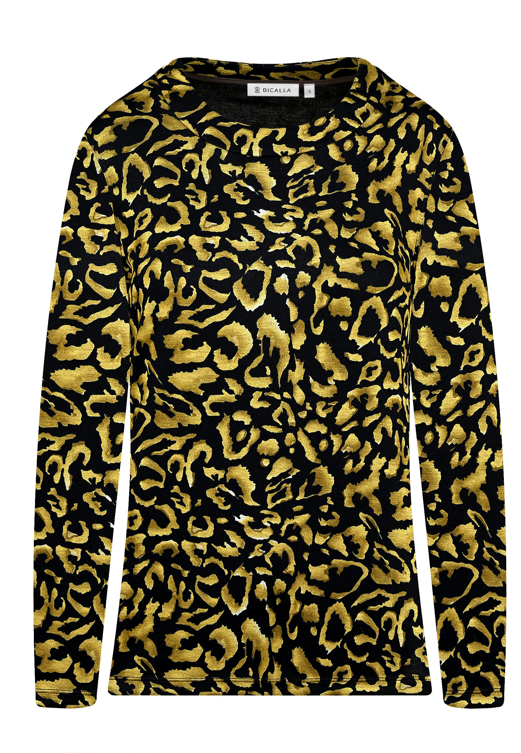 BICALLA T-Shirt Shirt mit Leo-Print in Schwarz/Curry (1-tlg)